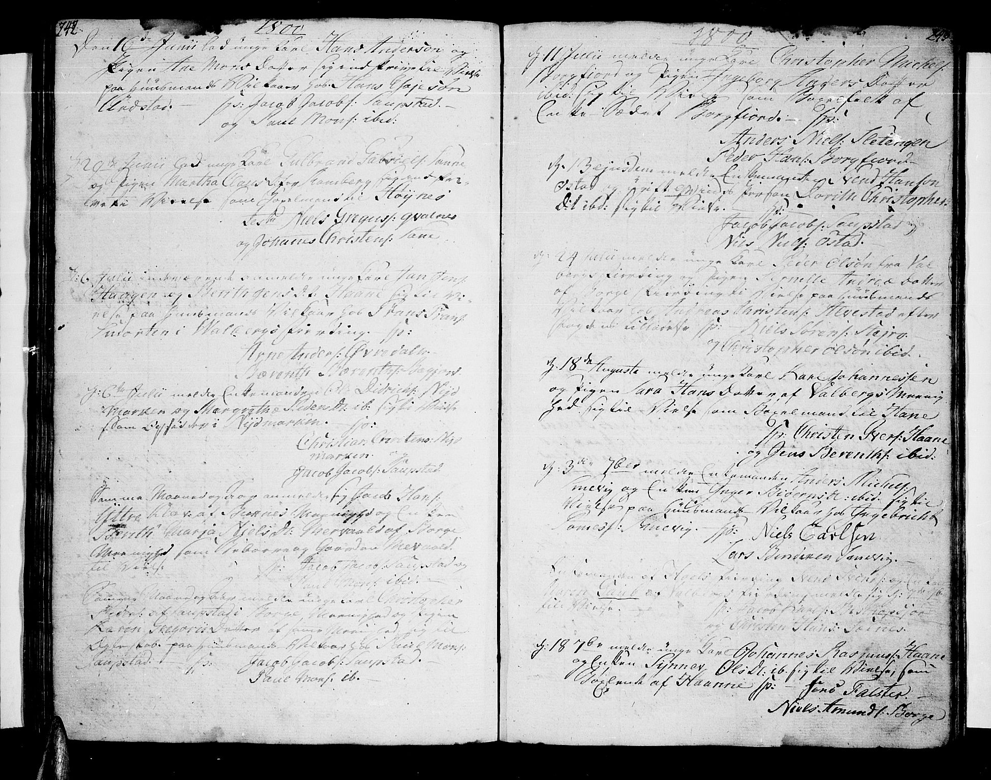 Ministerialprotokoller, klokkerbøker og fødselsregistre - Nordland, SAT/A-1459/880/L1129: Parish register (official) no. 880A03, 1796-1821, p. 242-243