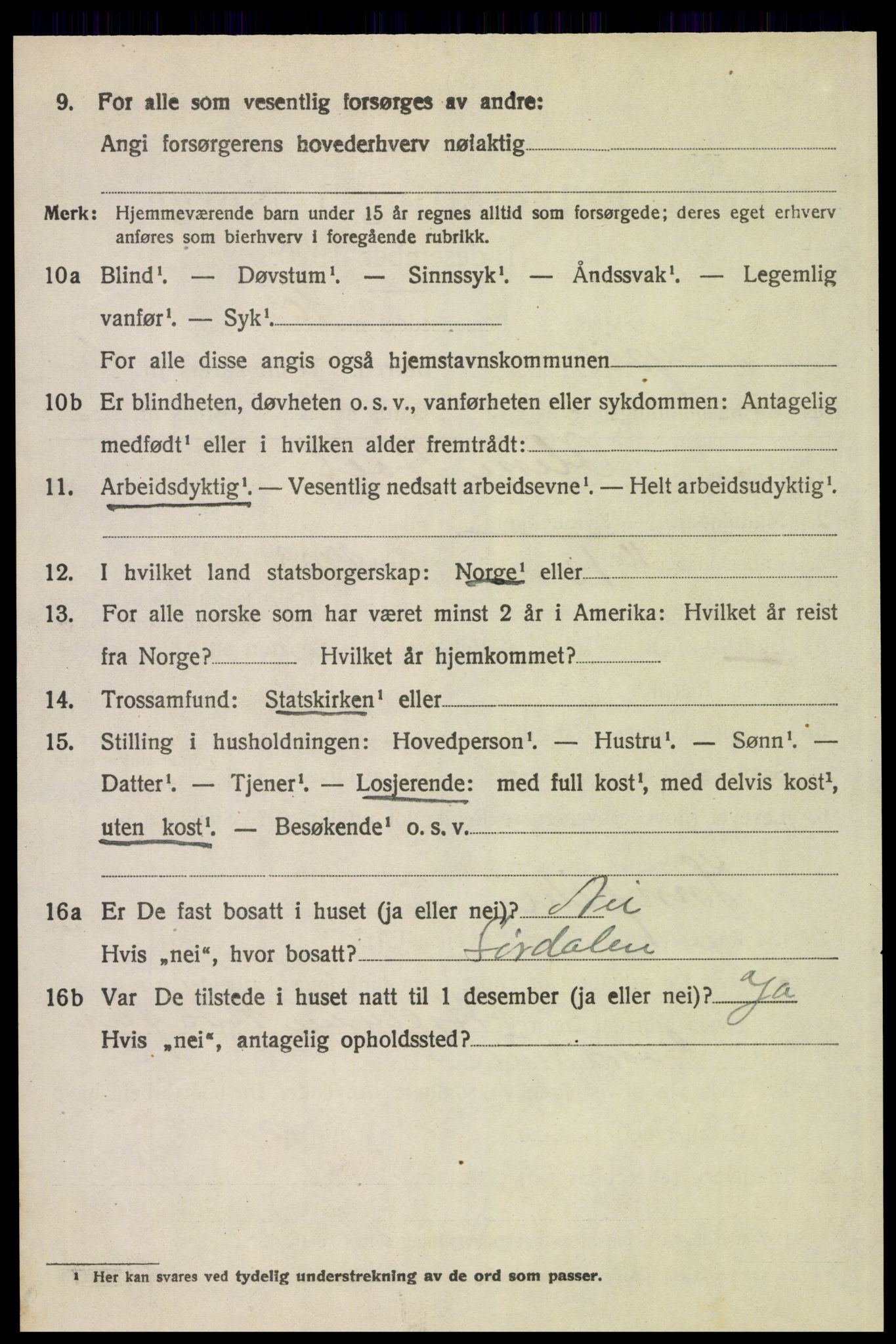 SAH, 1920 census for Trysil, 1920, p. 4634