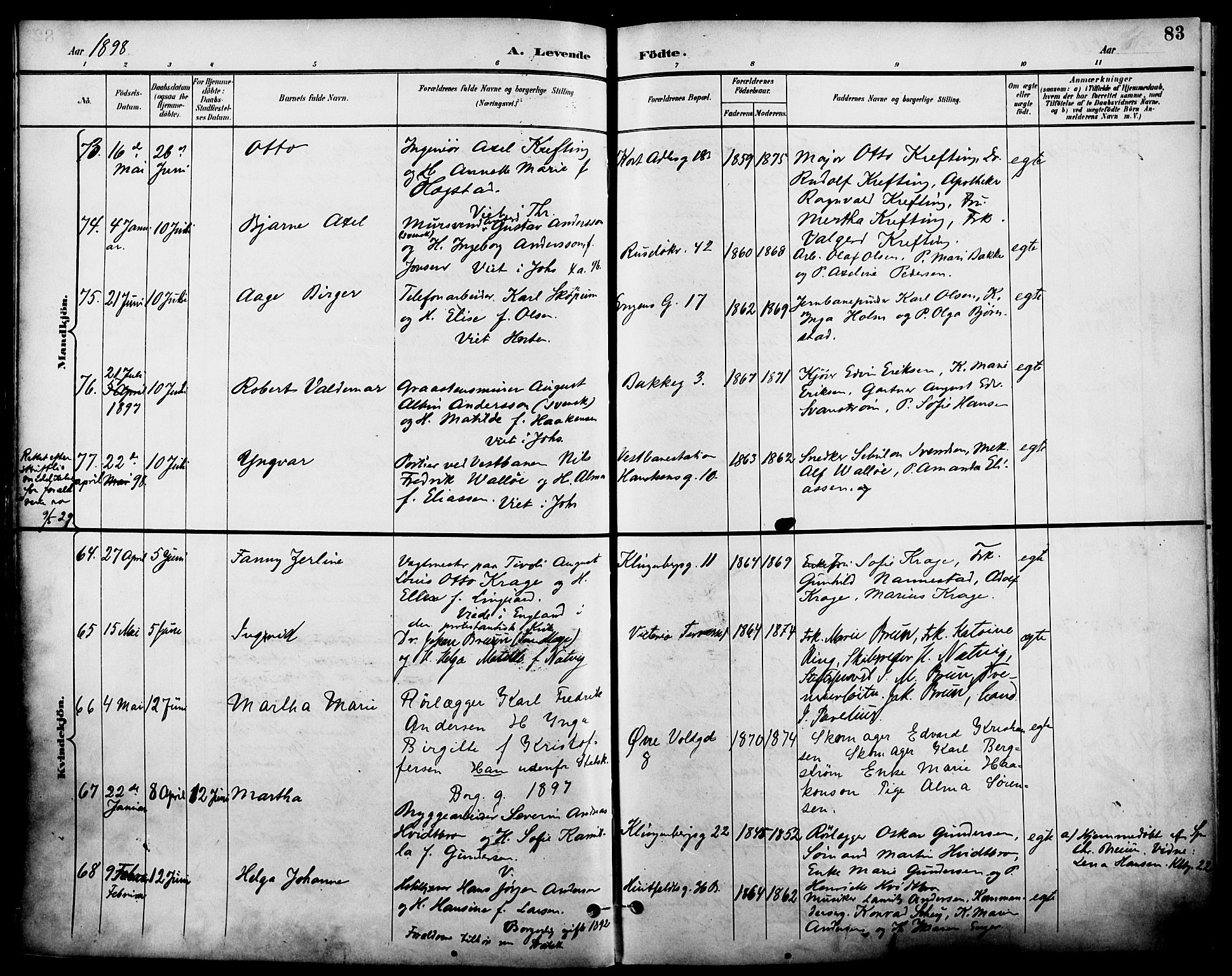 Johannes prestekontor Kirkebøker, AV/SAO-A-10852/F/Fa/L0007: Parish register (official) no. 7, 1896-1905, p. 83
