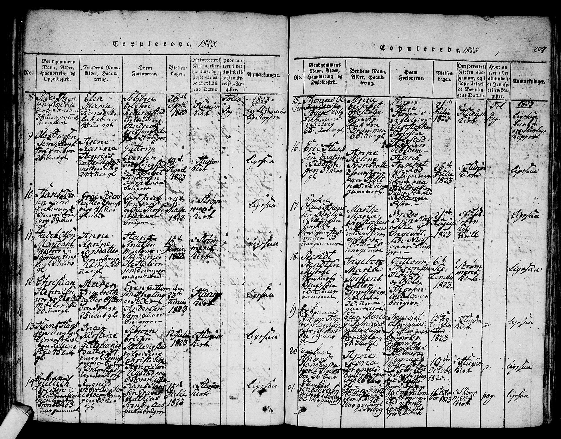 Hurum kirkebøker, AV/SAKO-A-229/F/Fa/L0009: Parish register (official) no. 9, 1816-1826, p. 207