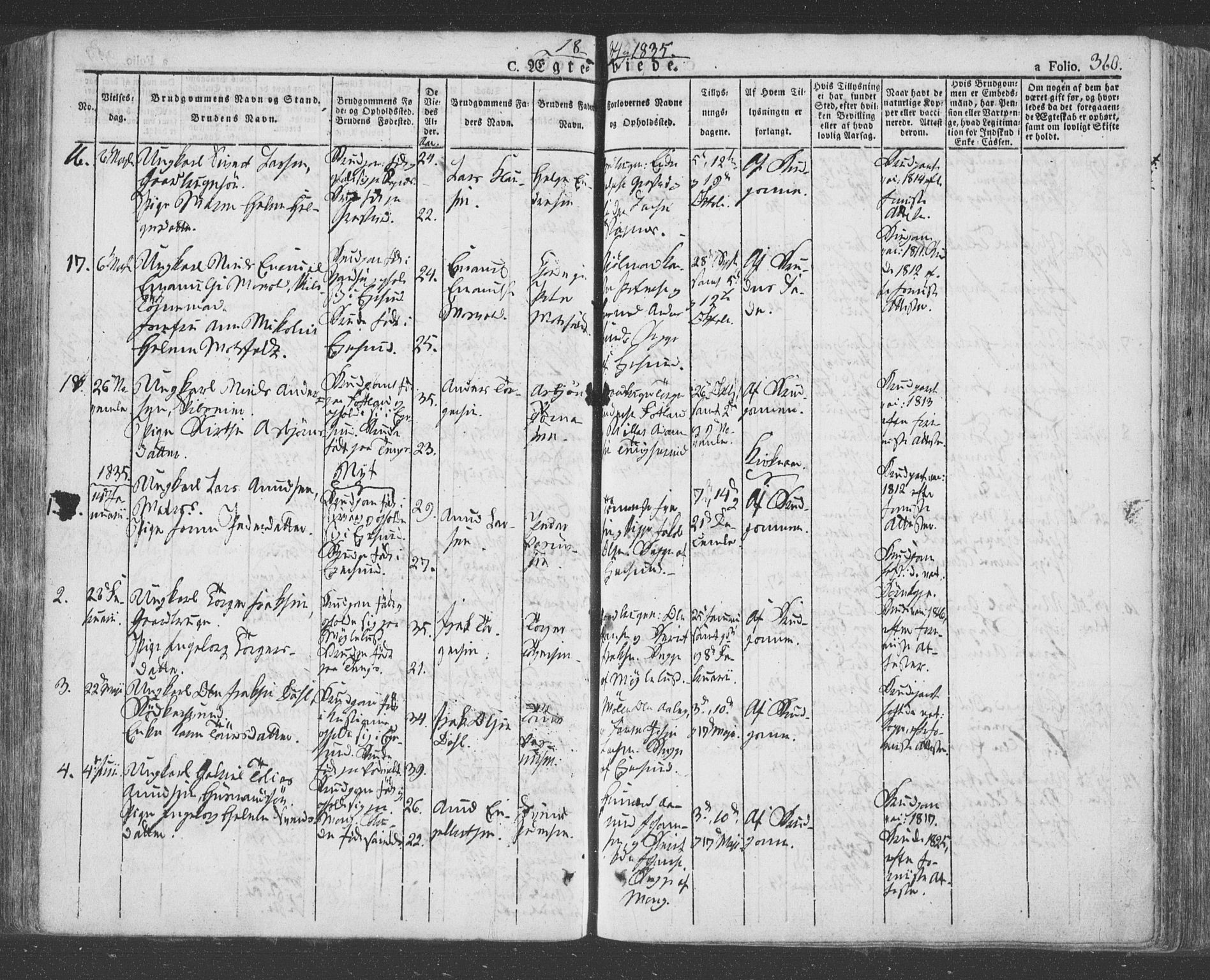 Eigersund sokneprestkontor, SAST/A-101807/S08/L0009: Parish register (official) no. A 9, 1827-1850, p. 360