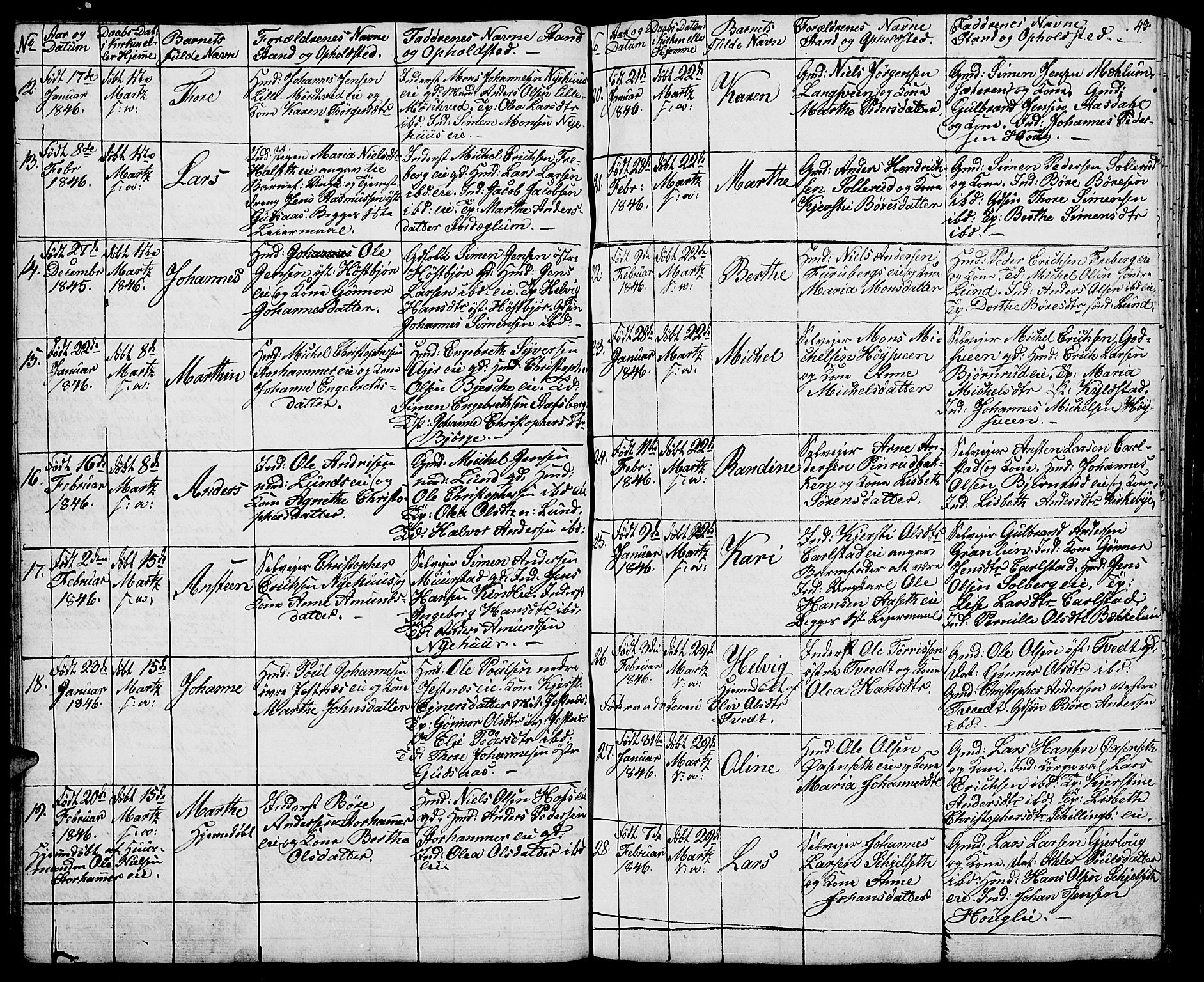 Vang prestekontor, Hedmark, SAH/PREST-008/H/Ha/Hab/L0009: Parish register (copy) no. 9, 1836-1870, p. 43