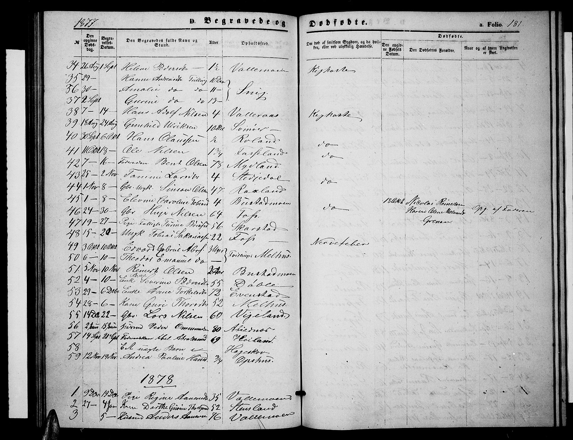 Sør-Audnedal sokneprestkontor, AV/SAK-1111-0039/F/Fb/Fbb/L0004: Parish register (copy) no. B 4, 1868-1879, p. 181