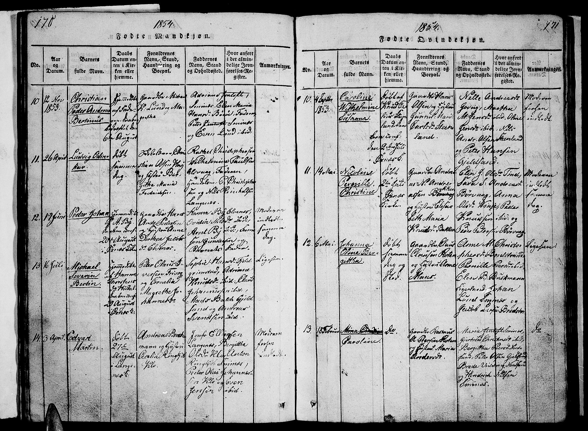 Ministerialprotokoller, klokkerbøker og fødselsregistre - Nordland, AV/SAT-A-1459/893/L1346: Parish register (copy) no. 893C01, 1820-1858, p. 170-171