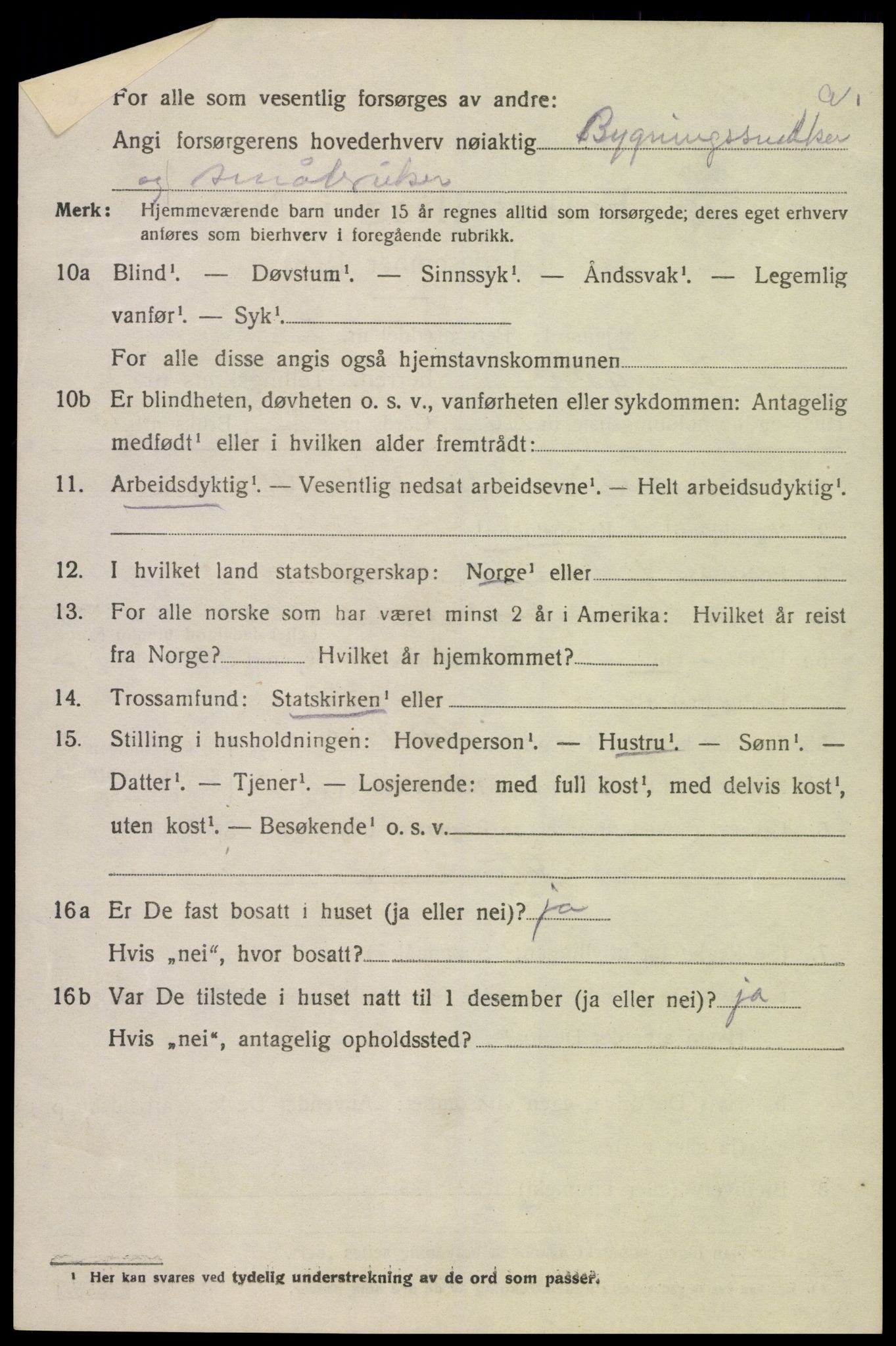 SAK, 1920 census for Lyngdal, 1920, p. 1722