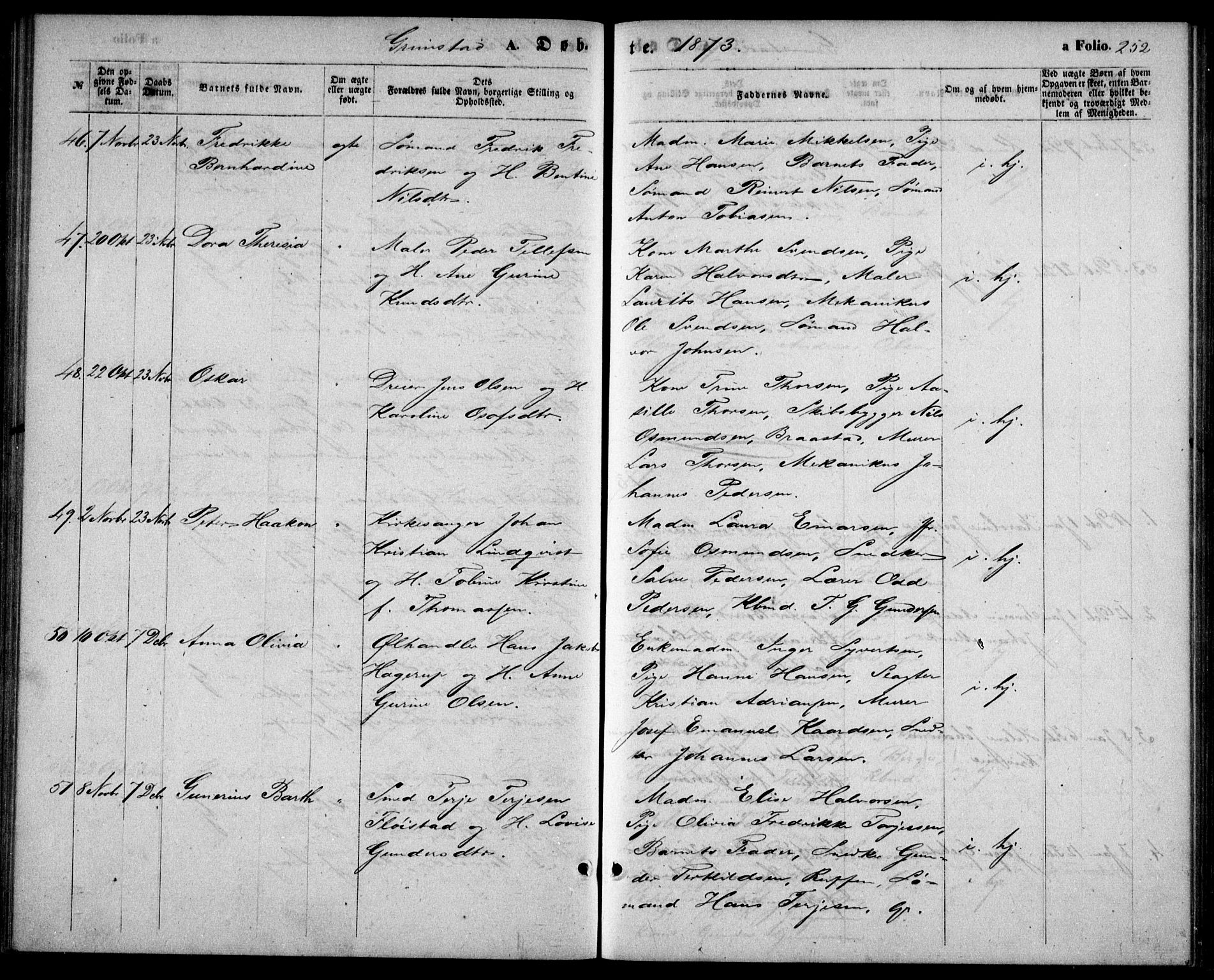 Fjære sokneprestkontor, AV/SAK-1111-0011/F/Fb/L0009: Parish register (copy) no. B 9, 1867-1870, p. 252