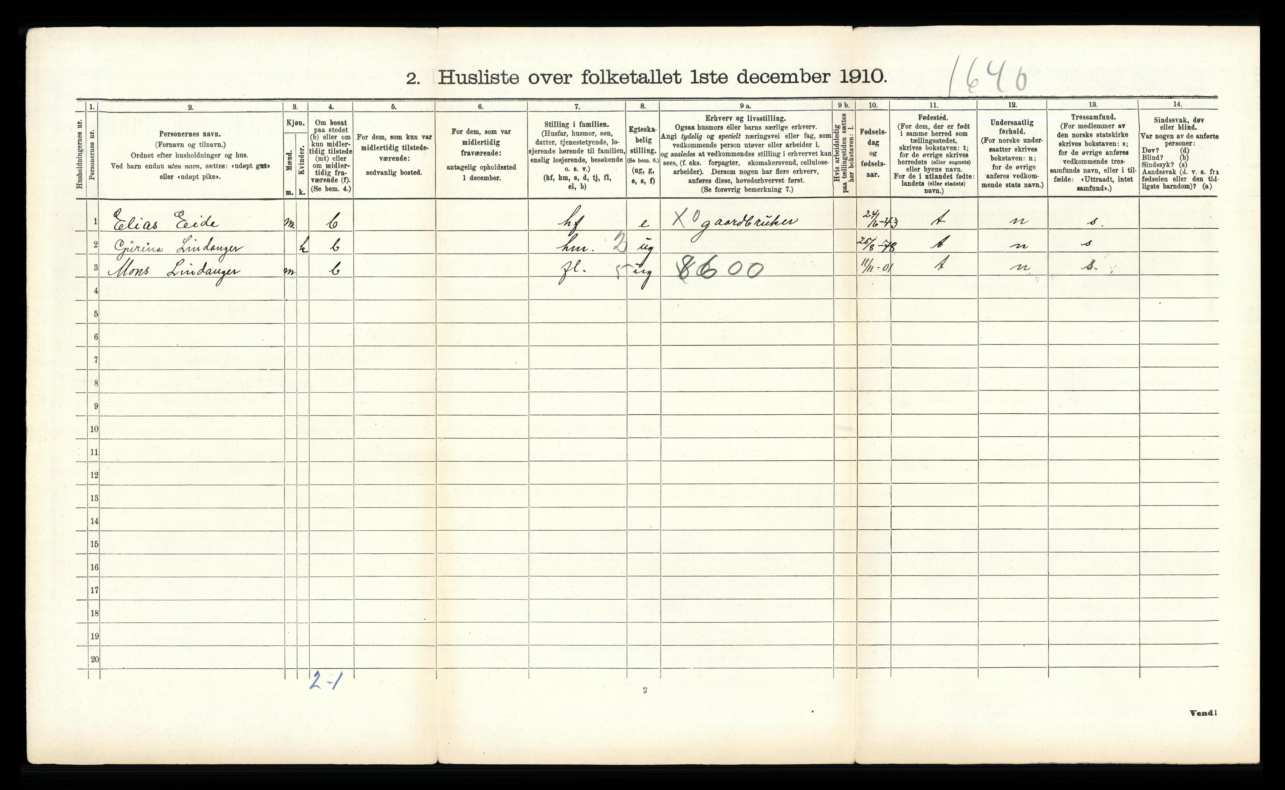 RA, 1910 census for Skjold, 1910, p. 717