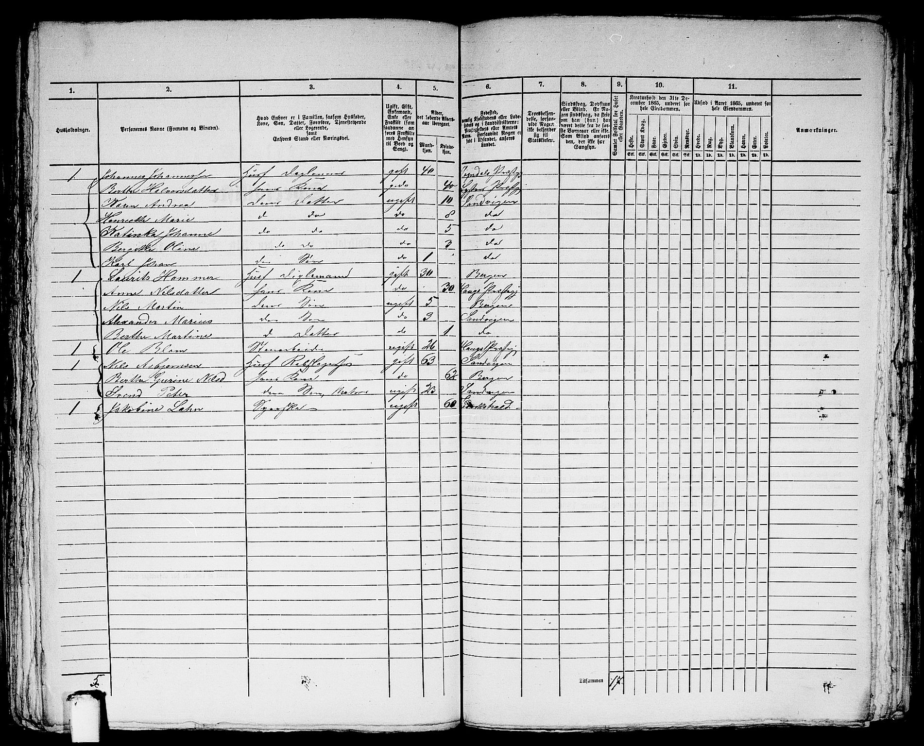 RA, 1865 census for Bergen Landdistrikt/Domkirken og Korskirken, 1865, p. 216