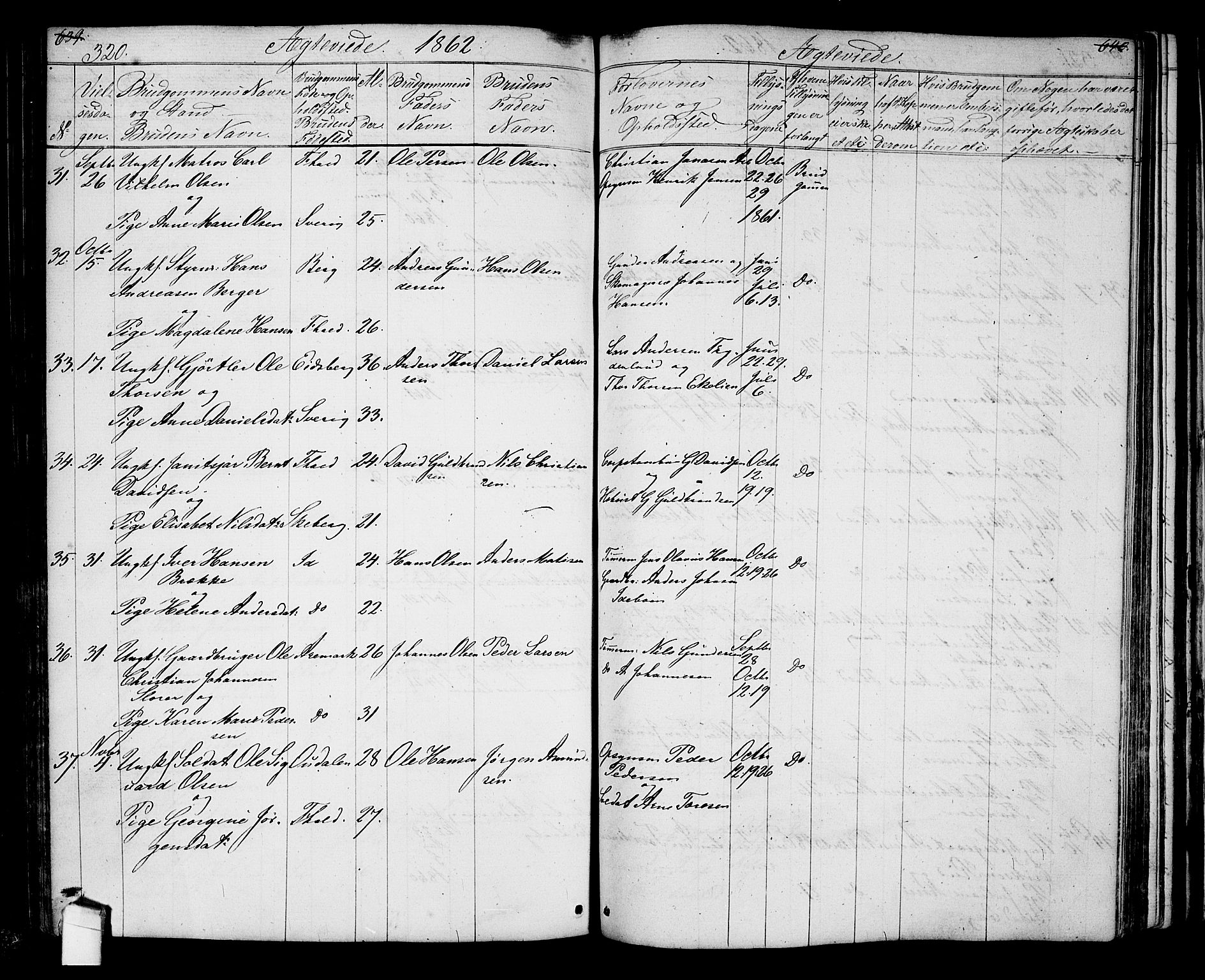 Halden prestekontor Kirkebøker, AV/SAO-A-10909/G/Ga/L0005a: Parish register (copy) no. 5A, 1855-1864, p. 320