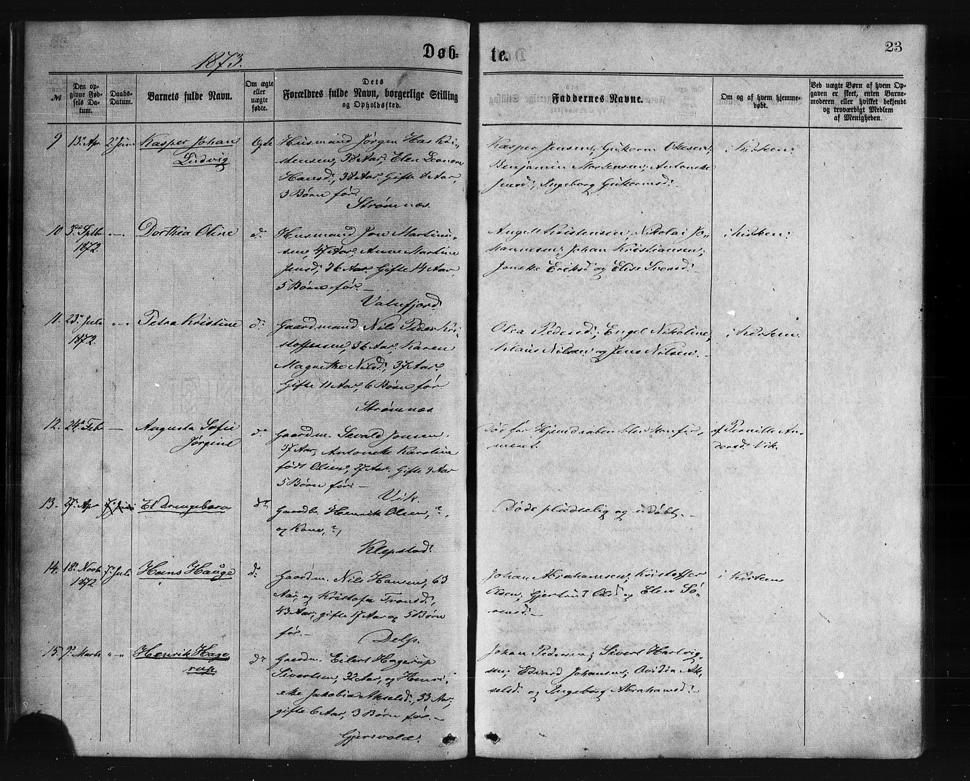 Ministerialprotokoller, klokkerbøker og fødselsregistre - Nordland, SAT/A-1459/876/L1096: Parish register (official) no. 876A02, 1870-1886, p. 23