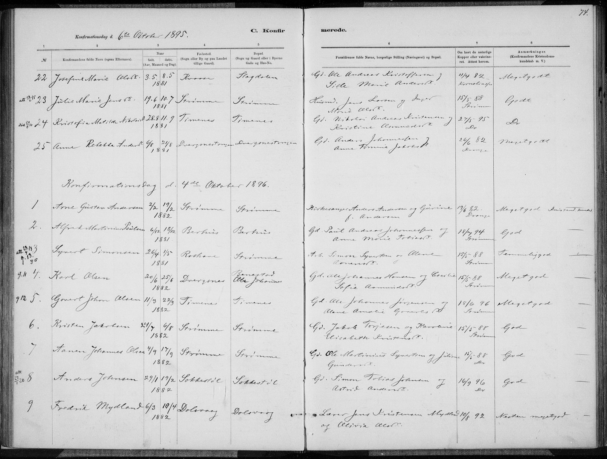 Oddernes sokneprestkontor, SAK/1111-0033/F/Fa/Fab/L0002: Parish register (official) no. A 2, 1884-1903, p. 74