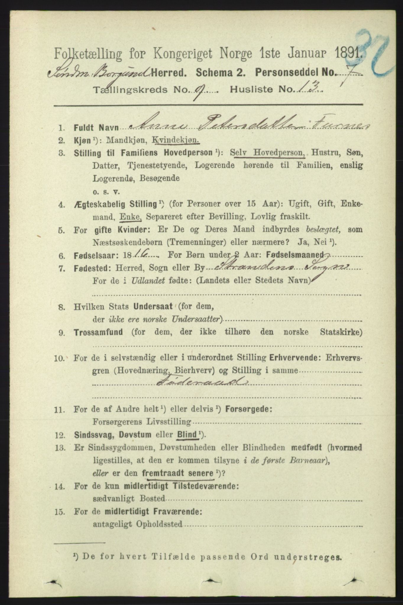 RA, 1891 census for 1531 Borgund, 1891, p. 2350