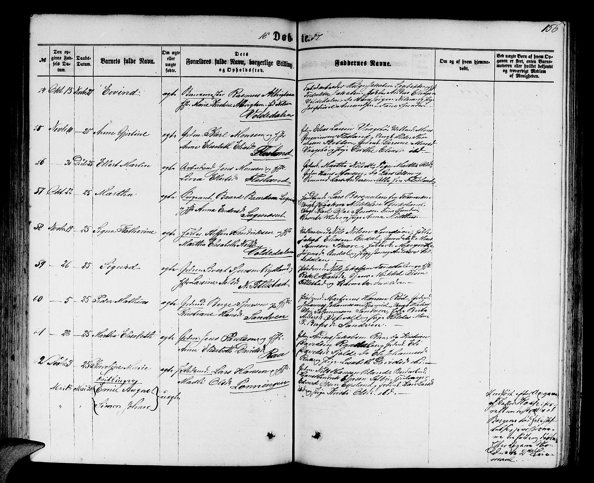 Fana Sokneprestembete, SAB/A-75101/H/Hab/Habb/L0003: Parish register (copy) no. B 3, 1861-1888, p. 156