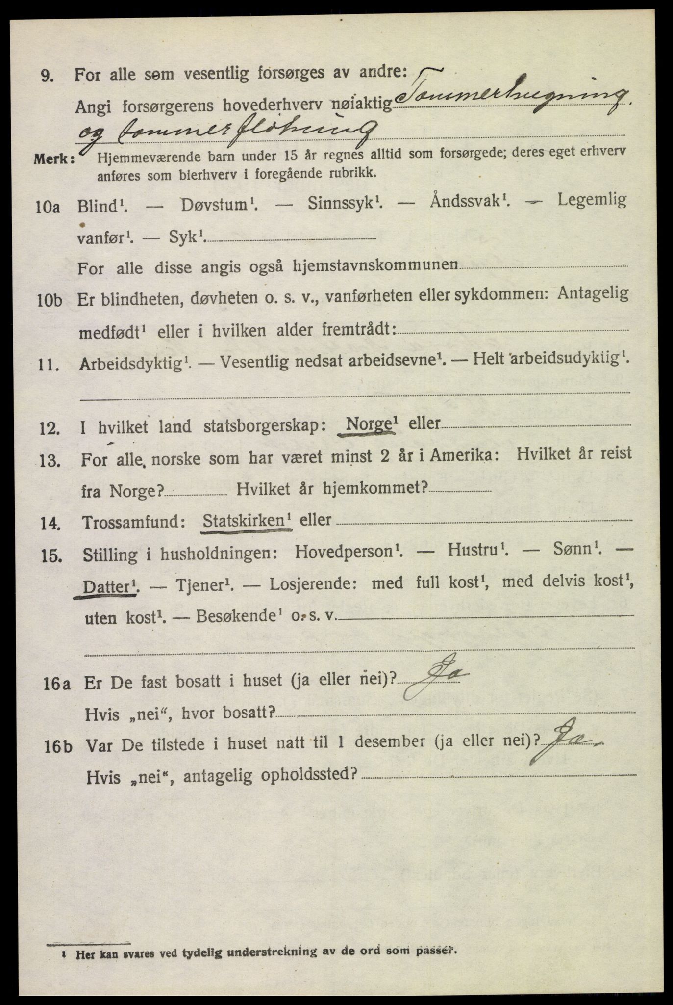 SAH, 1920 census for Trysil, 1920, p. 14992