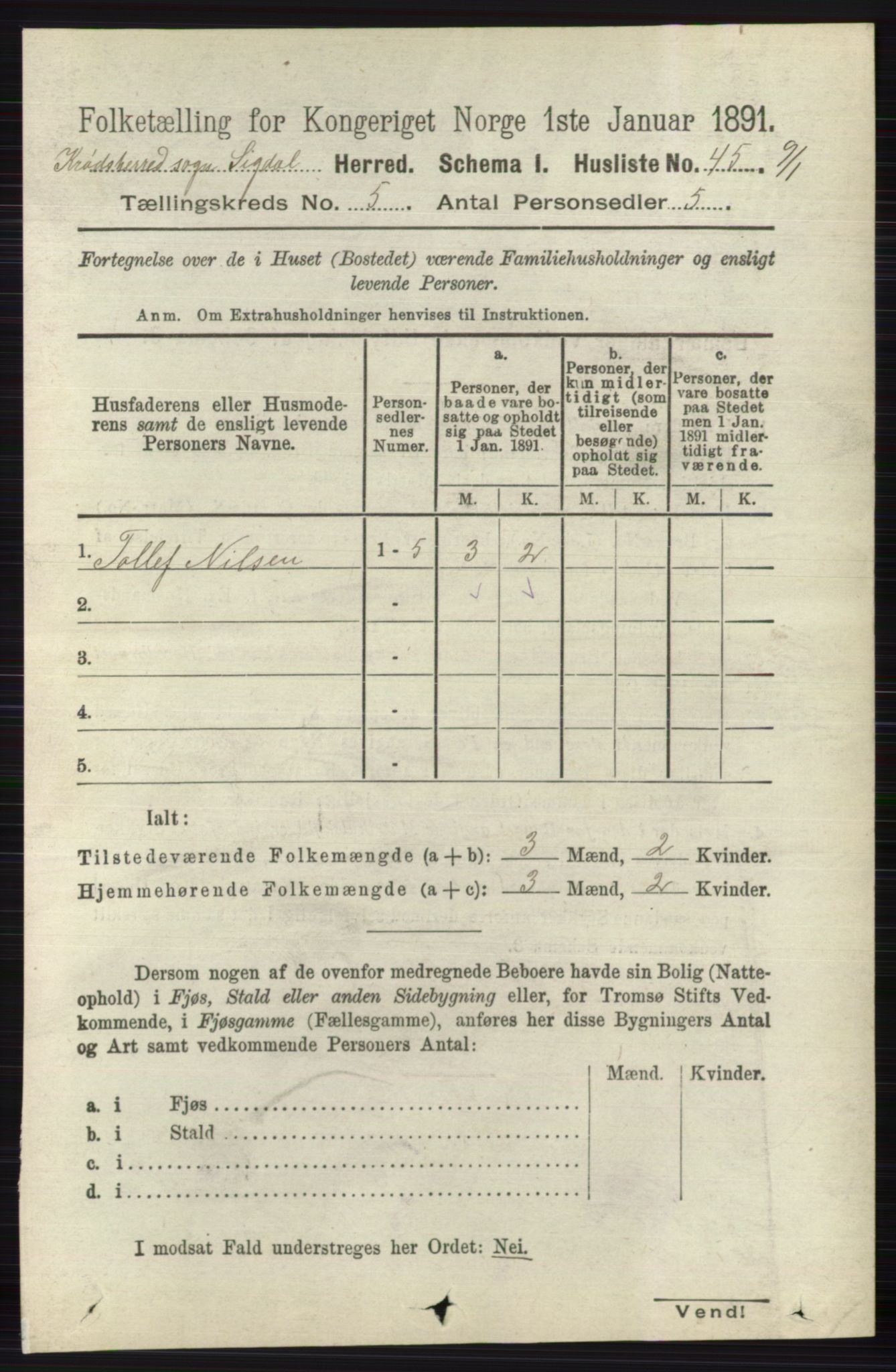 RA, 1891 census for 0621 Sigdal, 1891, p. 6314