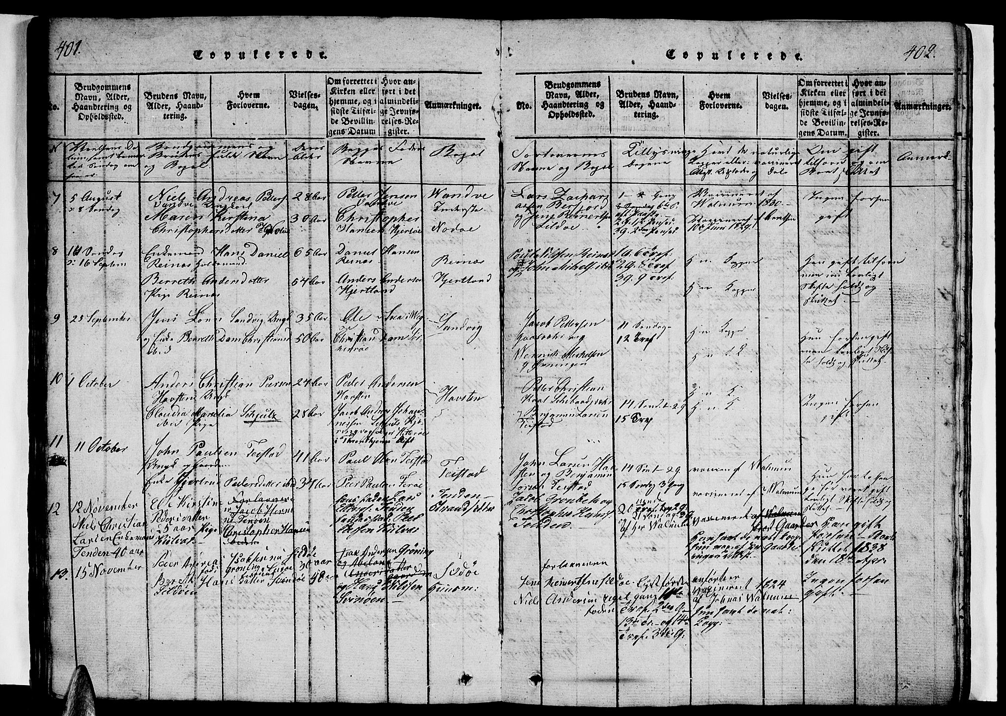 Ministerialprotokoller, klokkerbøker og fødselsregistre - Nordland, SAT/A-1459/834/L0510: Parish register (copy) no. 834C01, 1820-1847, p. 401-402