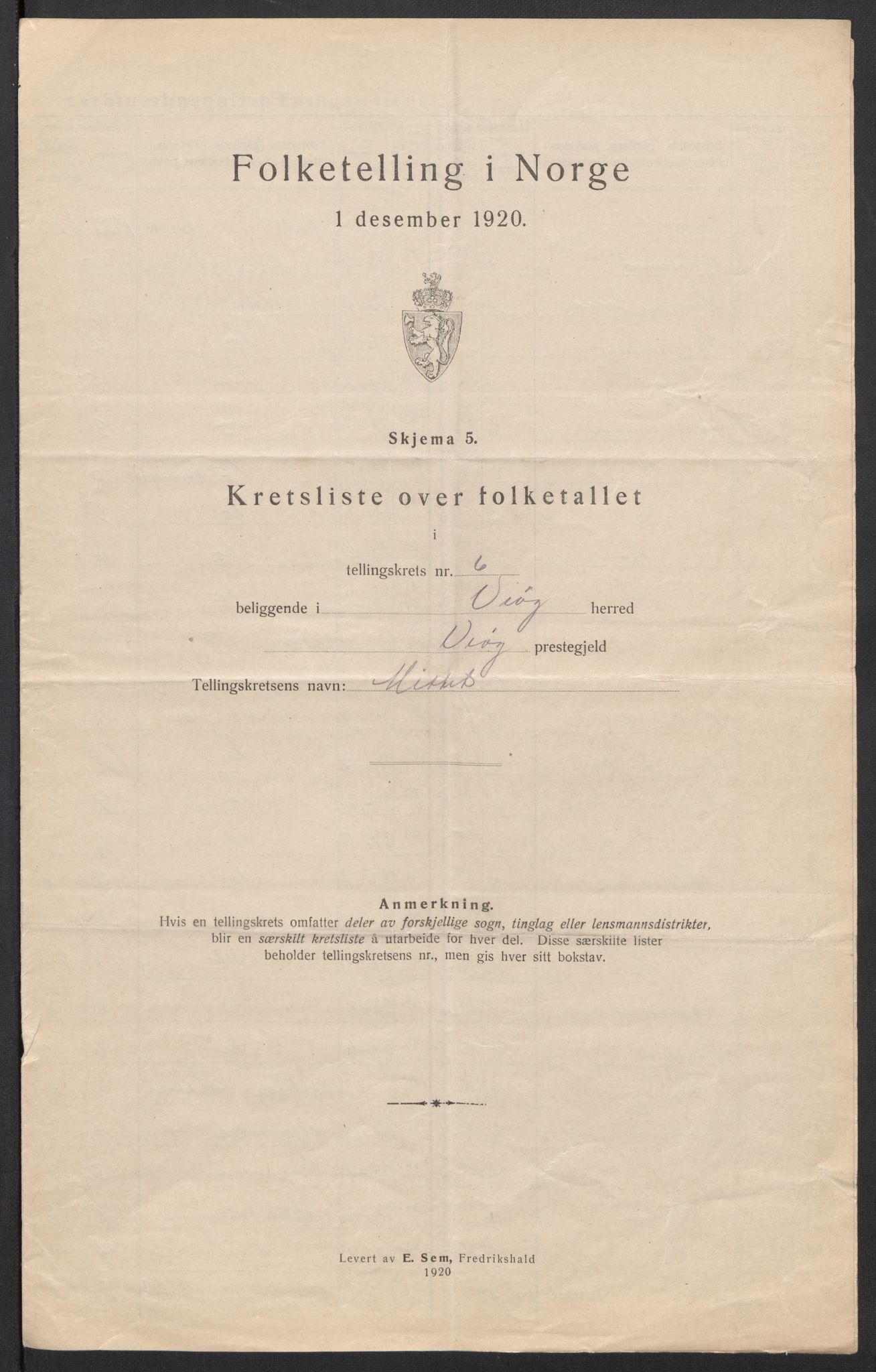 SAT, 1920 census for Veøy, 1920, p. 21