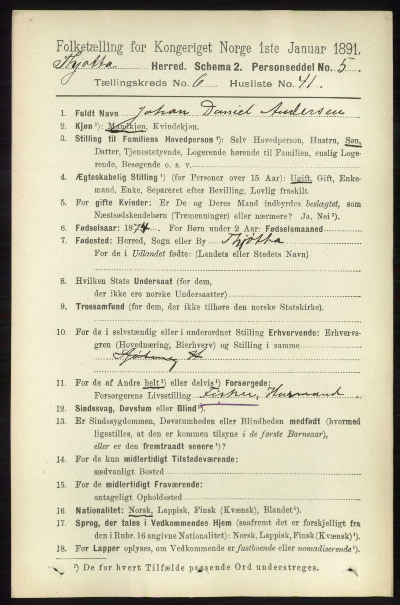 RA, 1891 census for 1817 Tjøtta, 1891, p. 3205