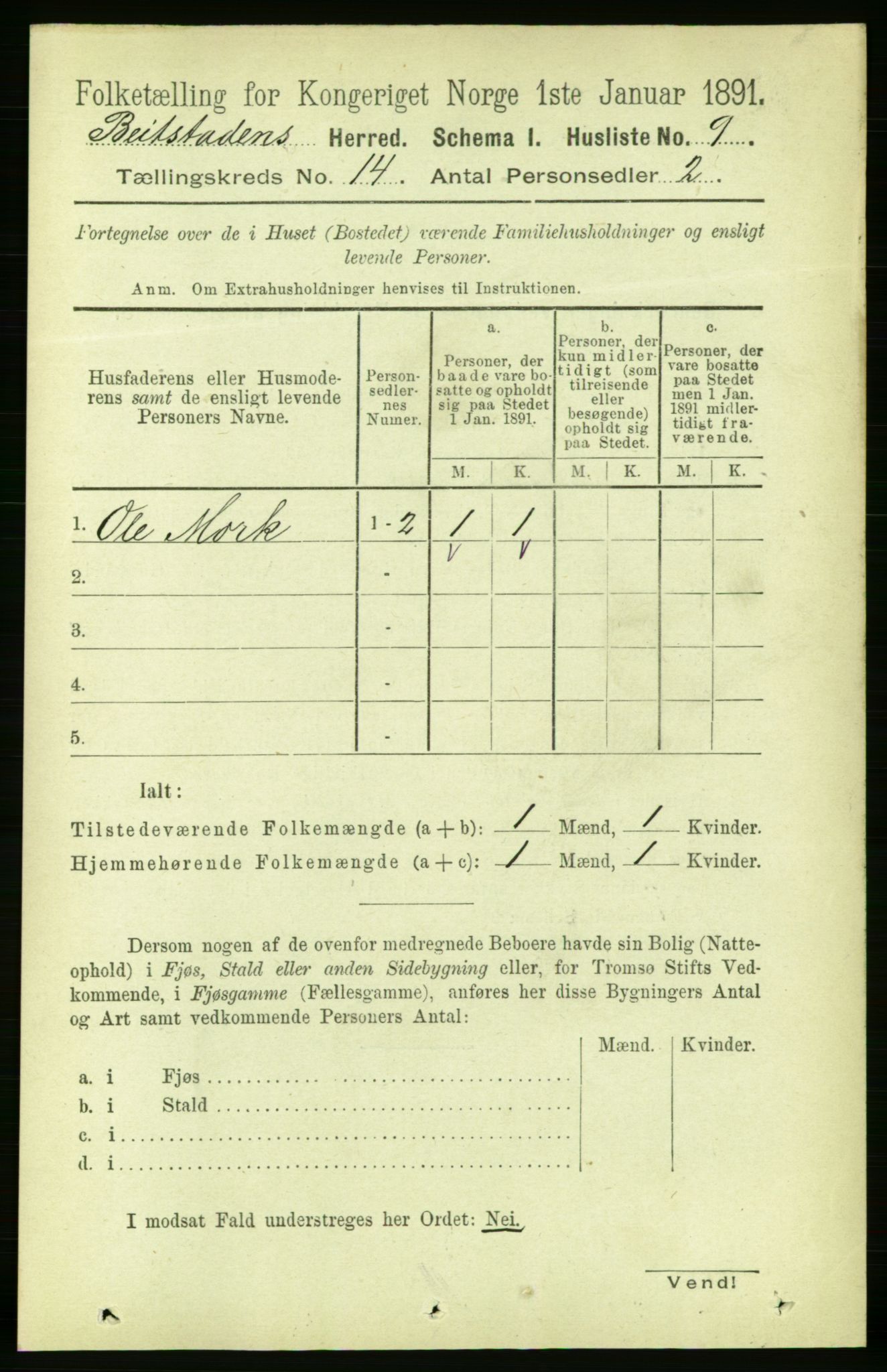 RA, 1891 census for 1727 Beitstad, 1891, p. 3829