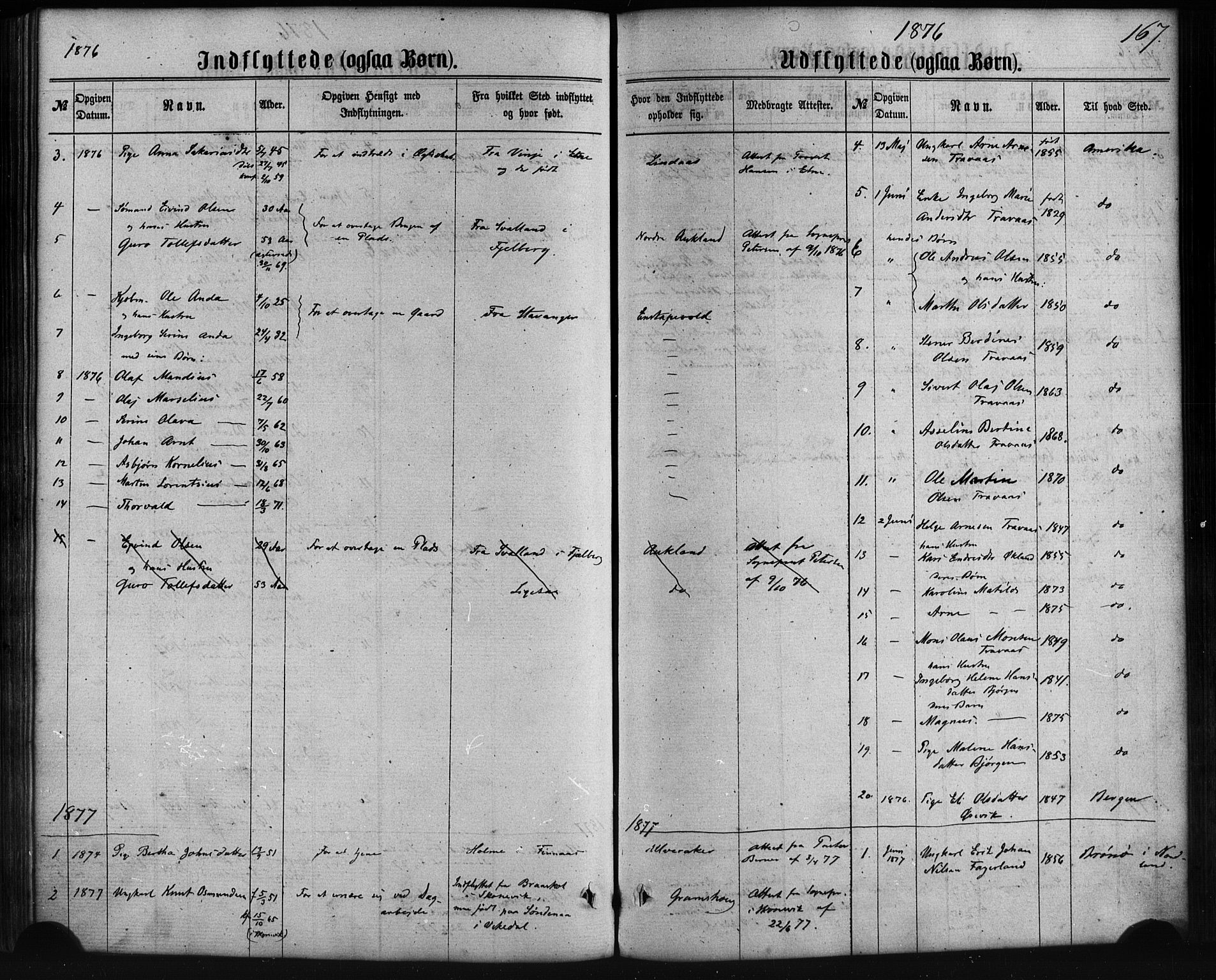 Sveio Sokneprestembete, AV/SAB-A-78501/H/Haa: Parish register (official) no. C 1, 1862-1880, p. 167