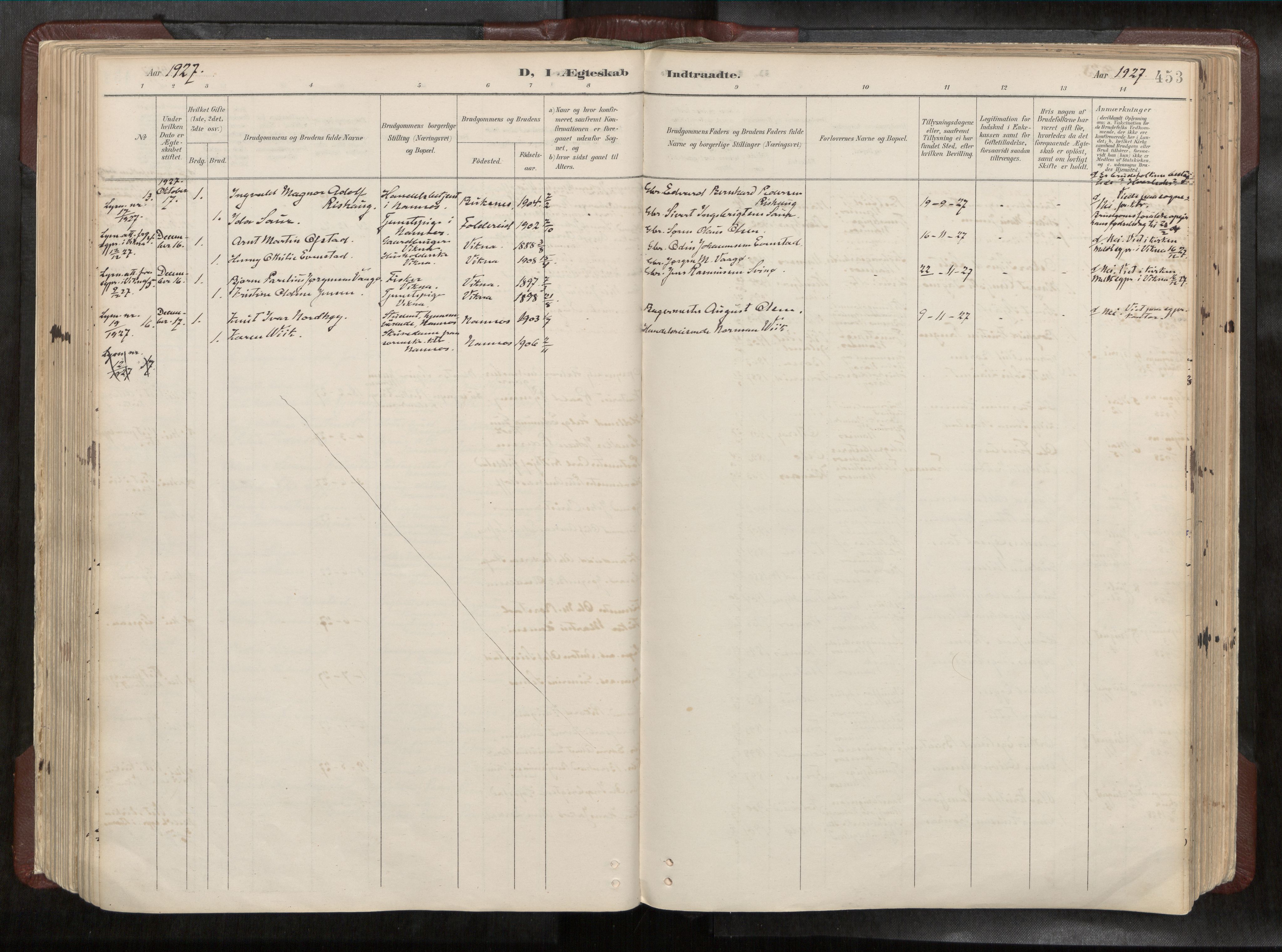 Ministerialprotokoller, klokkerbøker og fødselsregistre - Nord-Trøndelag, AV/SAT-A-1458/768/L0579a: Parish register (official) no. 768A14, 1887-1931, p. 453