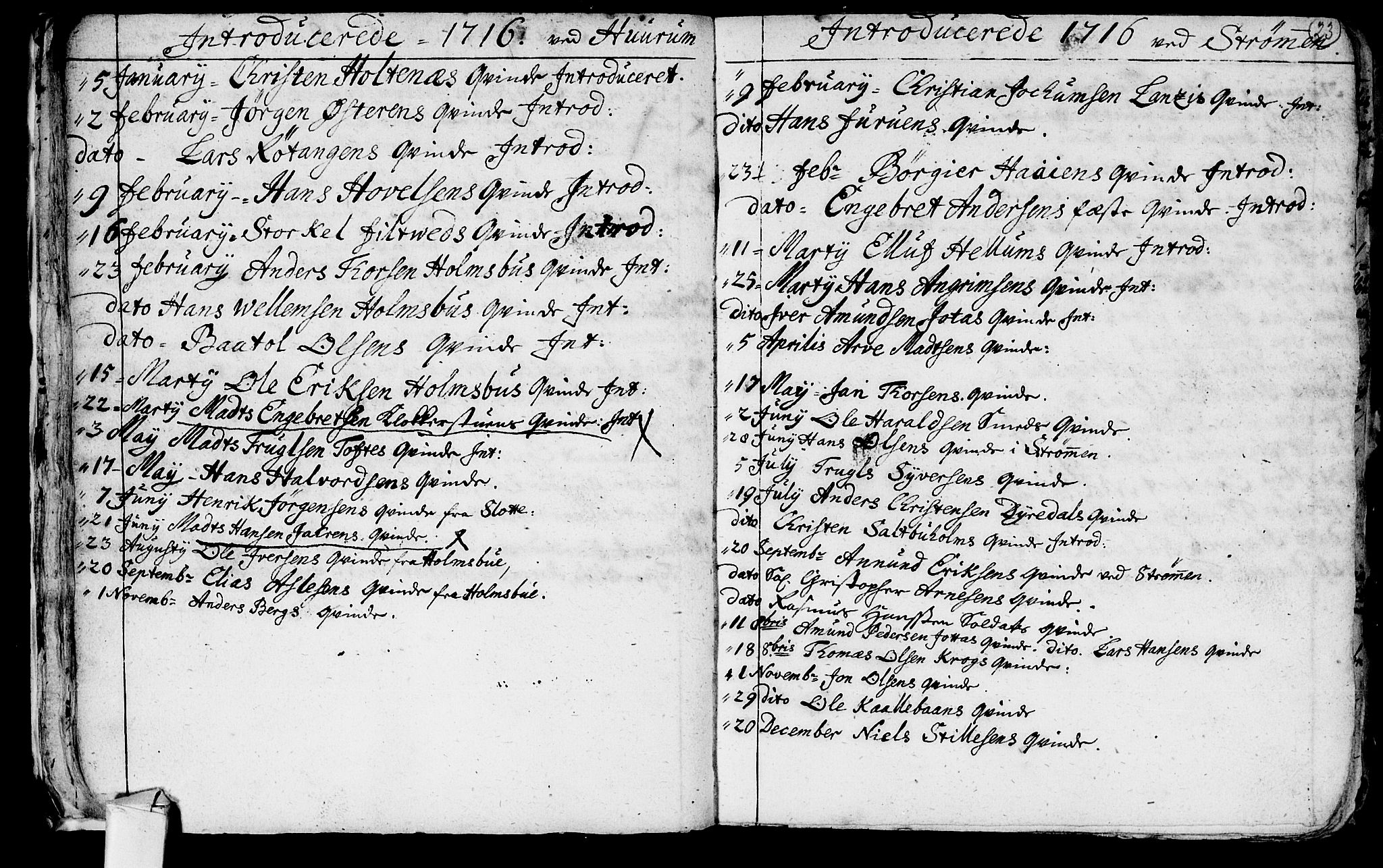 Hurum kirkebøker, AV/SAKO-A-229/F/Fa/L0001: Parish register (official) no. 1, 1715-1732, p. 23