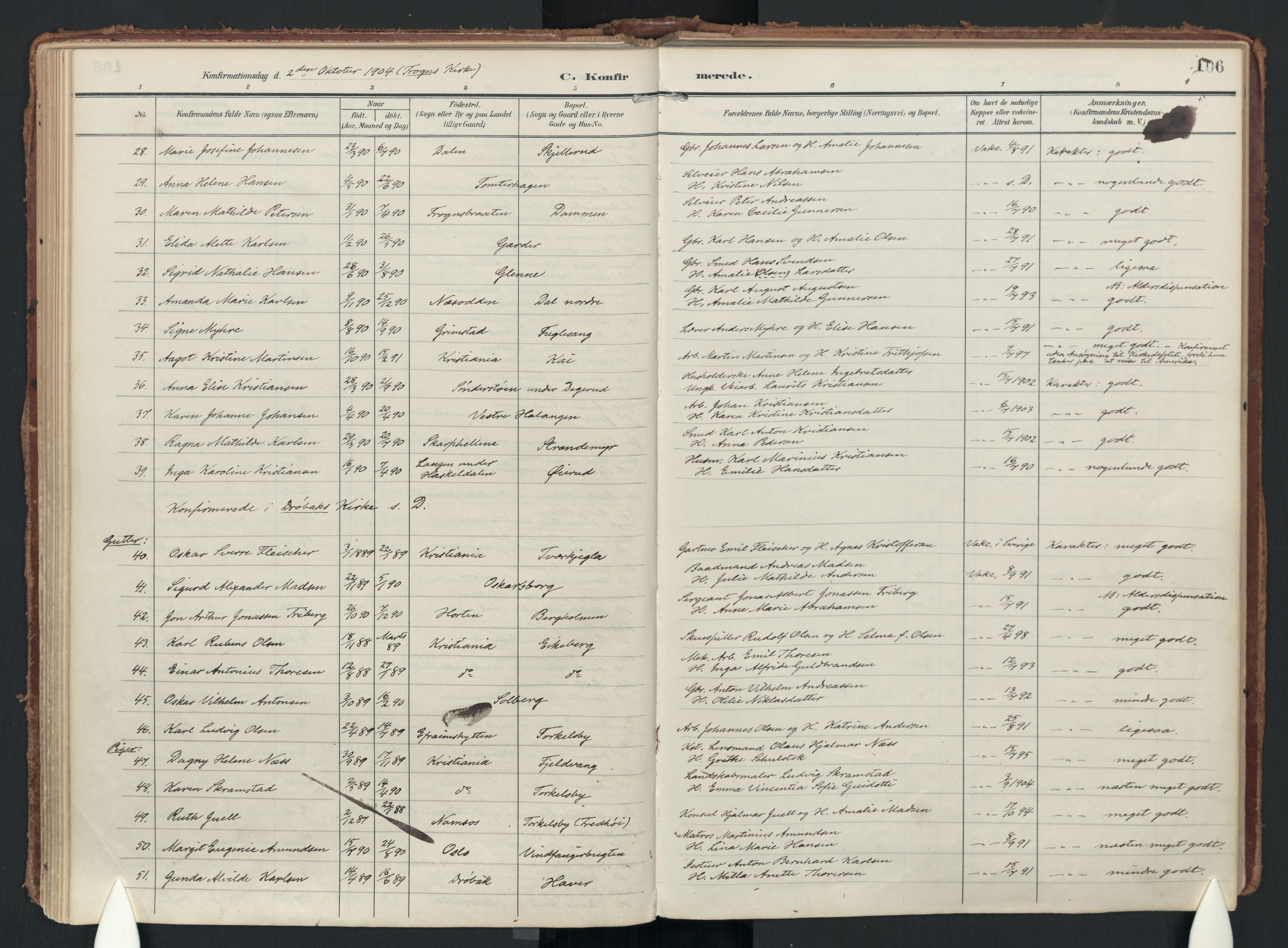 Drøbak prestekontor Kirkebøker, AV/SAO-A-10142a/F/Fc/L0003: Parish register (official) no. III 3, 1901-1920, p. 106