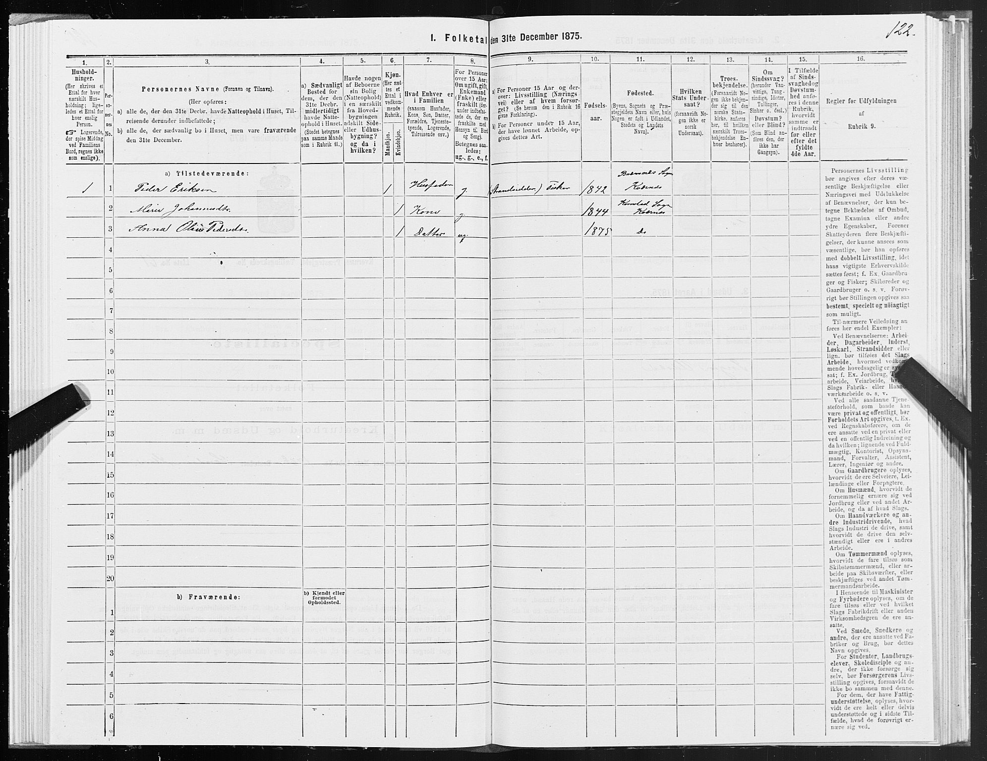 SAT, 1875 census for 1553P Kvernes, 1875, p. 3122