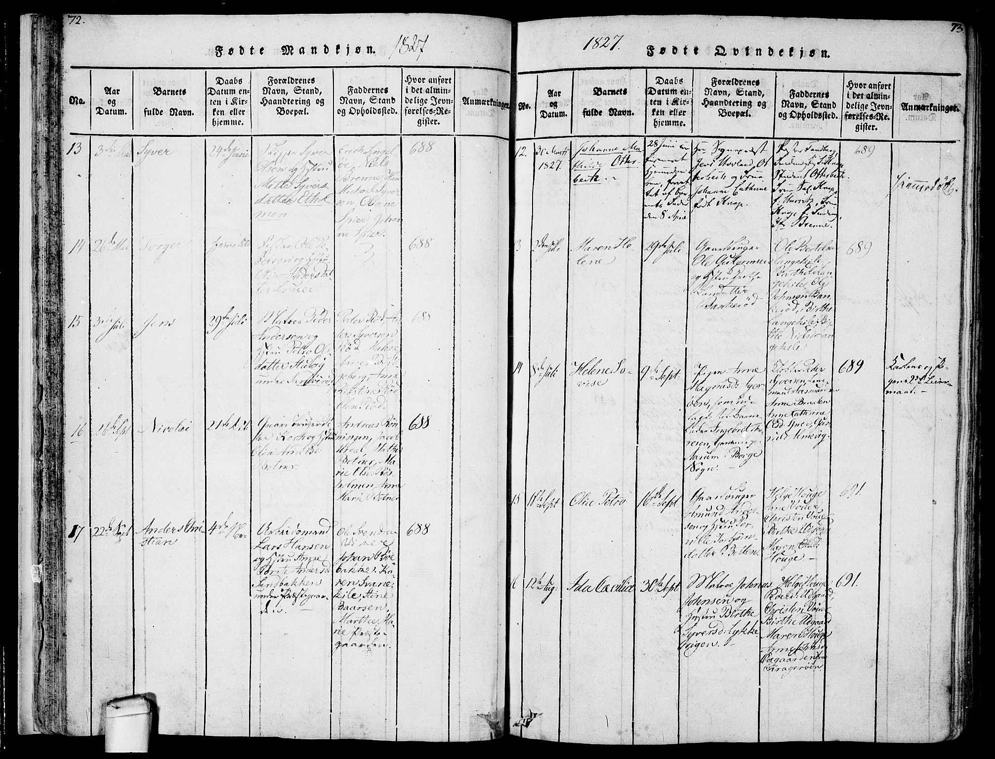 Hvaler prestekontor Kirkebøker, SAO/A-2001/F/Fa/L0005: Parish register (official) no. I 5, 1816-1845, p. 72-73