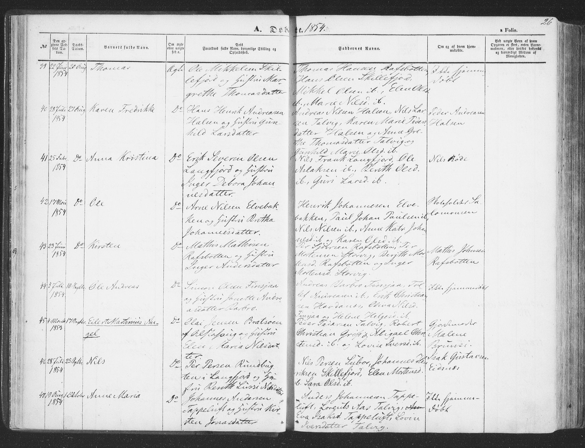 Talvik sokneprestkontor, SATØ/S-1337/H/Ha/L0010kirke: Parish register (official) no. 10, 1852-1864, p. 26