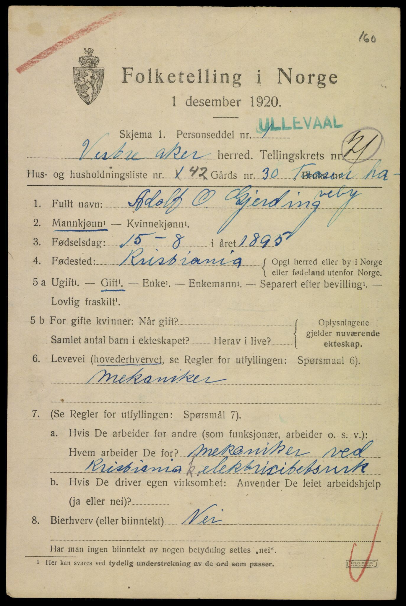 SAO, 1920 census for Aker, 1920, p. 125788