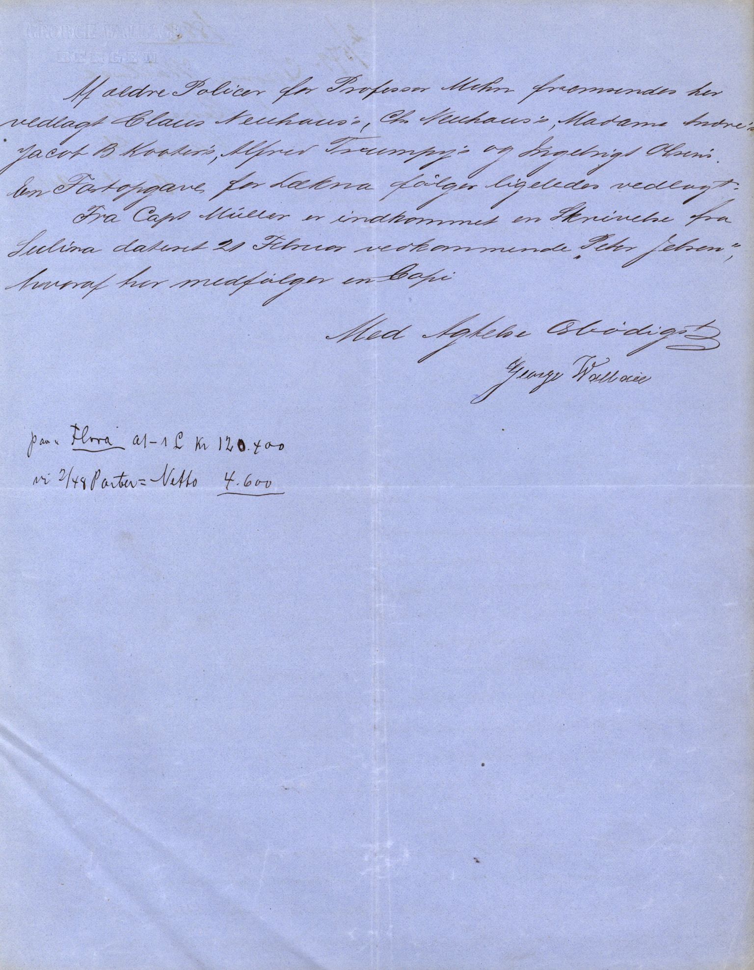 Pa 63 - Østlandske skibsassuranceforening, VEMU/A-1079/G/Ga/L0015/0007: Havaridokumenter / Jil, B.M. Width, Luca, Flora, Drammen, 1882, p. 54