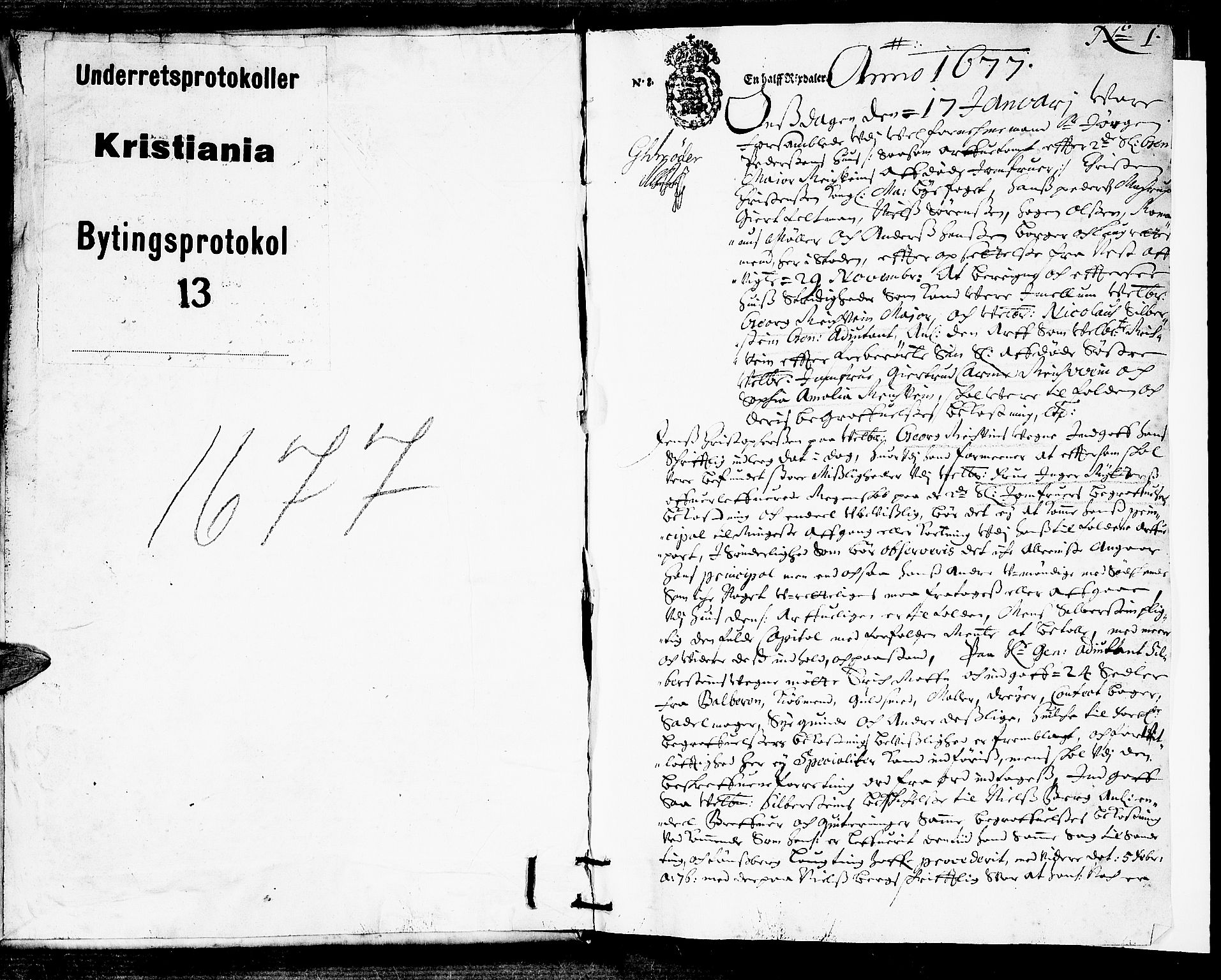Christiania byfogd, AV/SAO-A-11543/F/Fb/L0013: Tingbok, 1677, p. 0b-1a