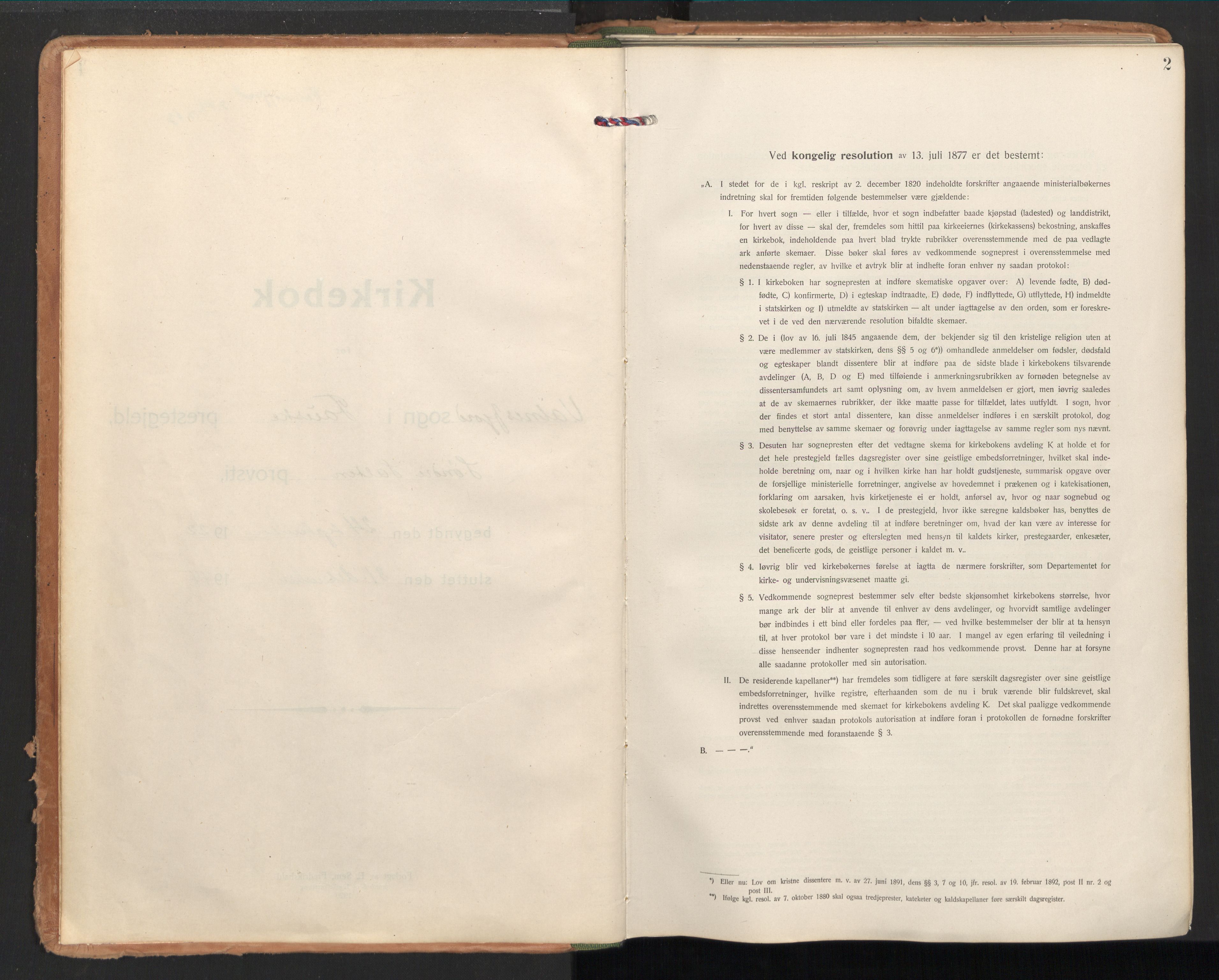 Ministerialprotokoller, klokkerbøker og fødselsregistre - Nordland, SAT/A-1459/851/L0725: Parish register (official) no. 851A02, 1922-1944, p. 2