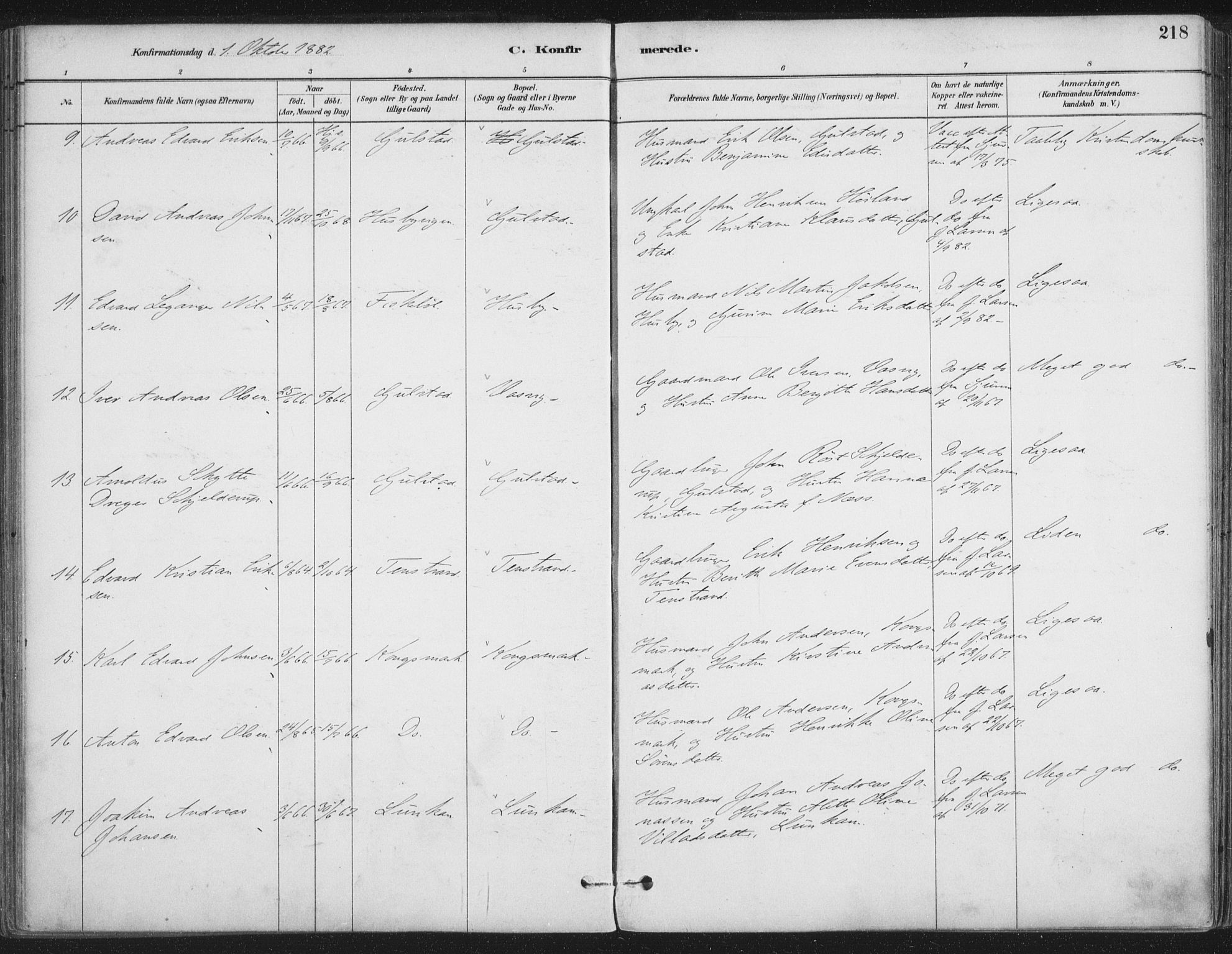 Ministerialprotokoller, klokkerbøker og fødselsregistre - Nordland, AV/SAT-A-1459/888/L1244: Parish register (official) no. 888A10, 1880-1890, p. 218