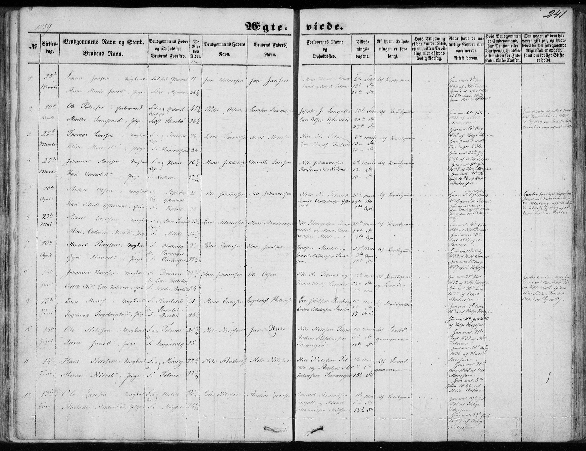 Sund sokneprestembete, SAB/A-99930: Parish register (official) no. A 14, 1850-1866, p. 241