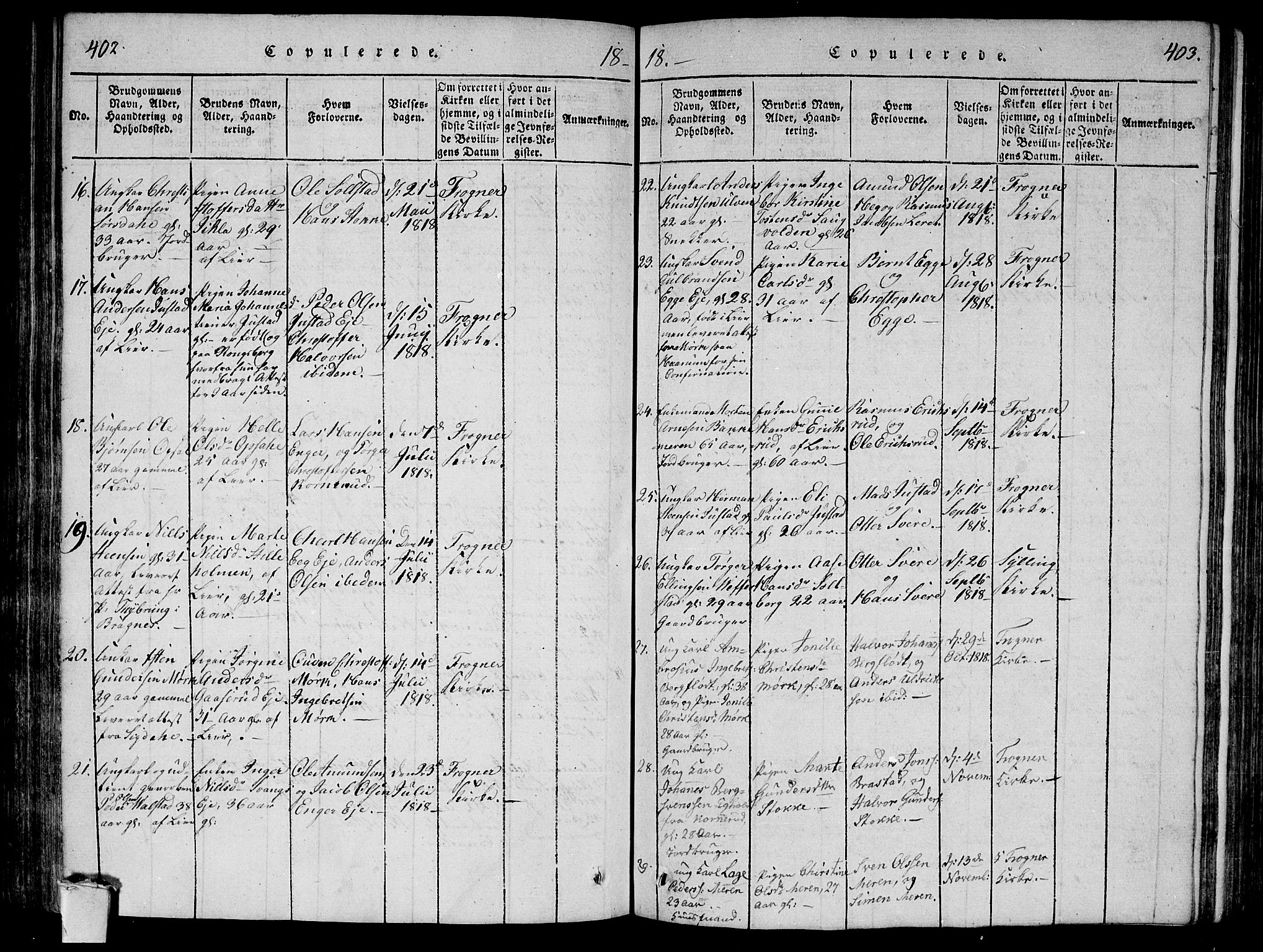 Lier kirkebøker, AV/SAKO-A-230/F/Fa/L0008: Parish register (official) no. I 8, 1813-1825, p. 402-403