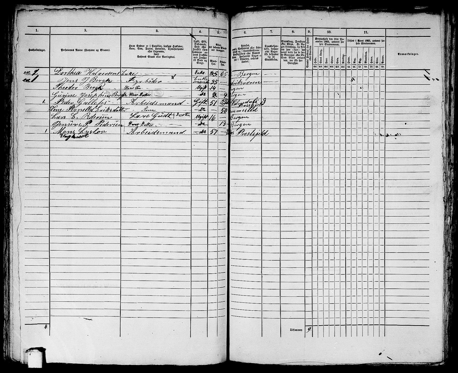 RA, 1865 census for Bergen, 1865, p. 4257