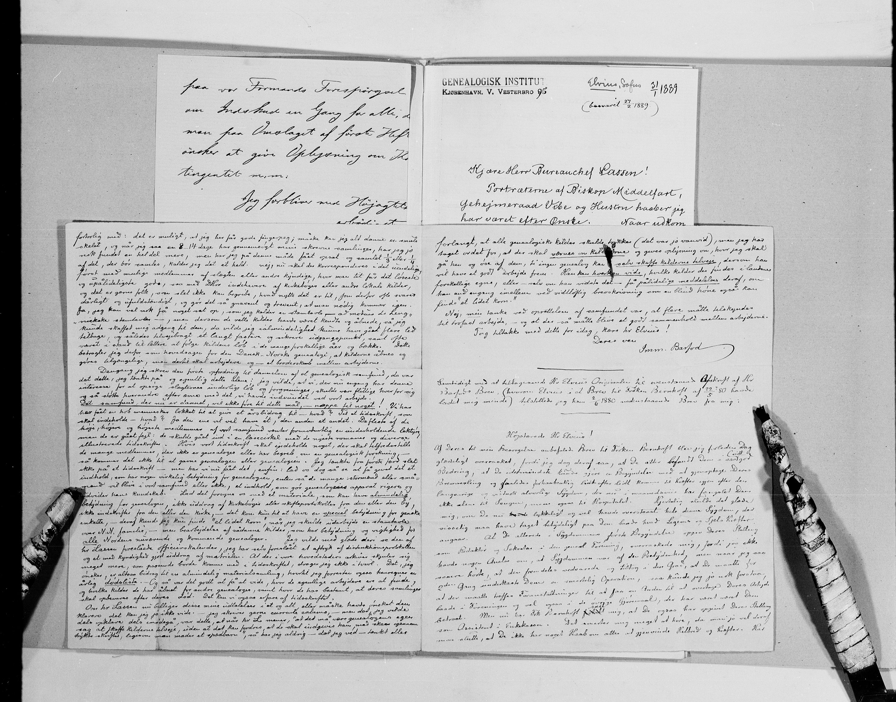 Lassens samlinger, AV/RA-PA-0051/G/L0097: Alfabetisk ordnede brev til Wilhelm Lassen: Fabritius - Grønvold, 1815-1907, p. 110
