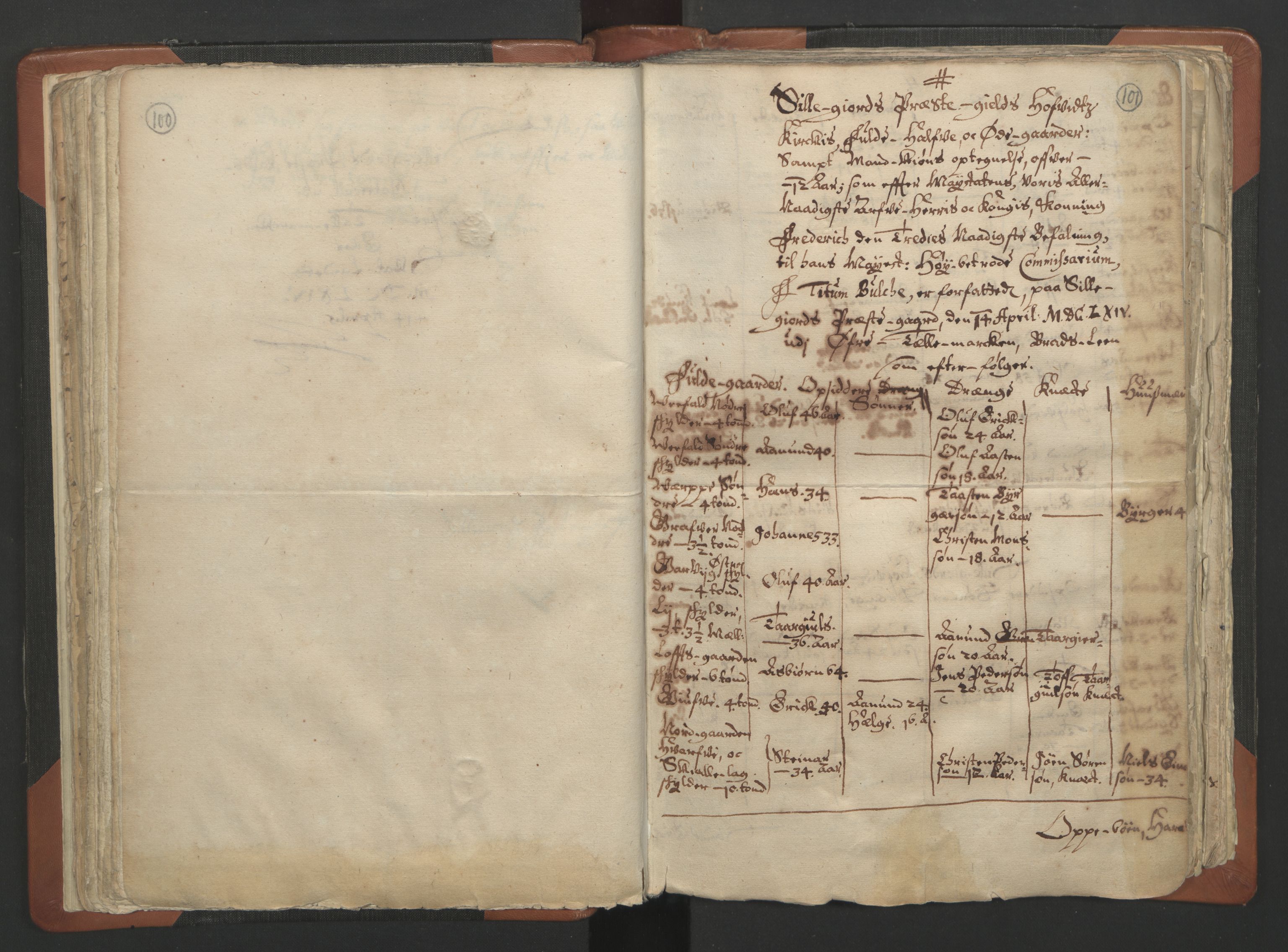 RA, Vicar's Census 1664-1666, no. 12: Øvre Telemark deanery, Nedre Telemark deanery and Bamble deanery, 1664-1666, p. 100-101
