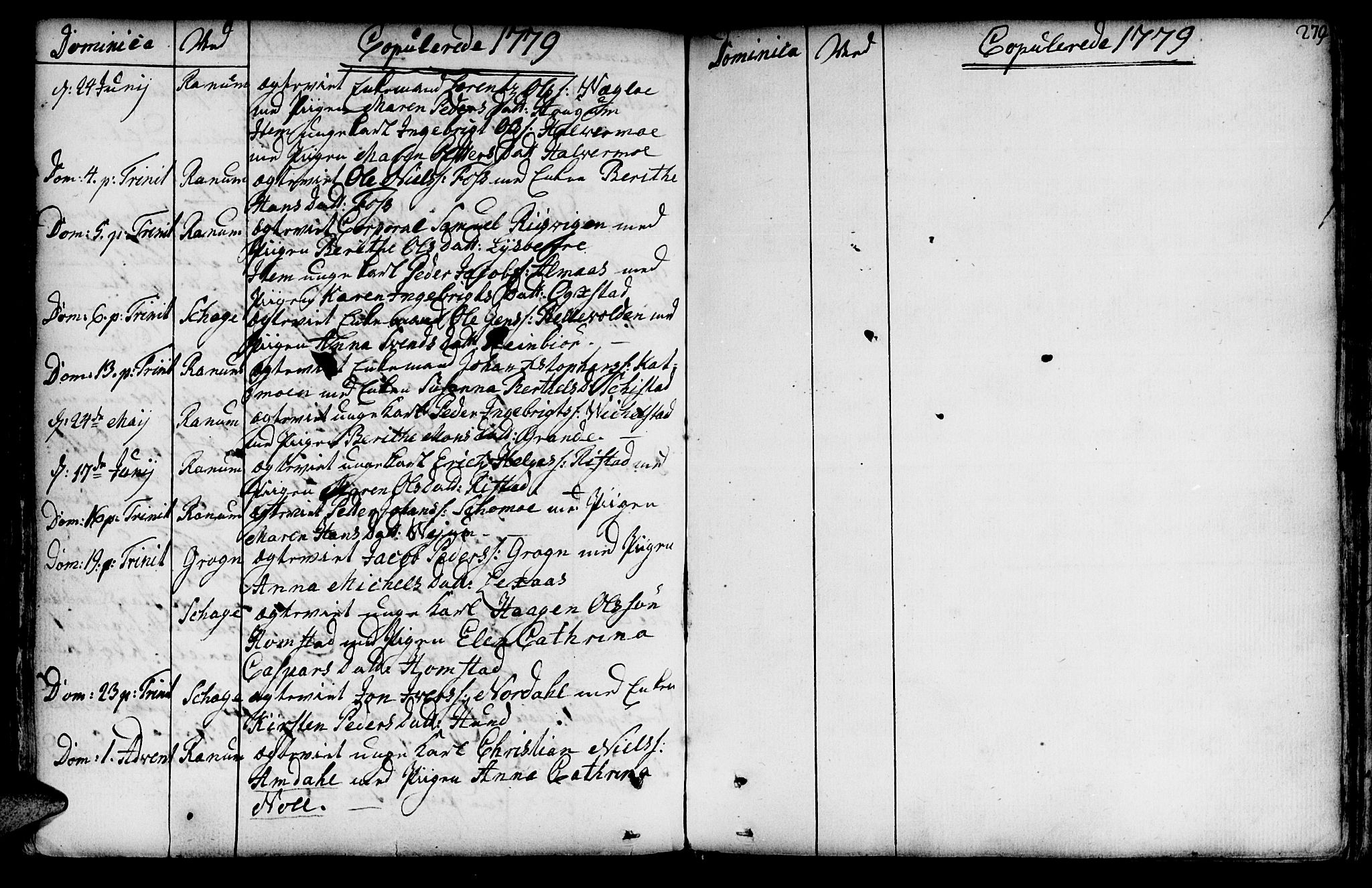 Ministerialprotokoller, klokkerbøker og fødselsregistre - Nord-Trøndelag, SAT/A-1458/764/L0542: Parish register (official) no. 764A02, 1748-1779, p. 279