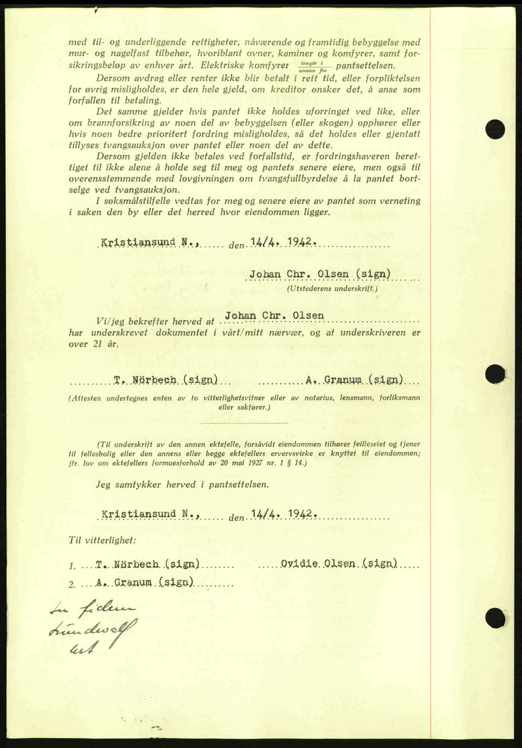 Kristiansund byfogd, AV/SAT-A-4587/A/27: Mortgage book no. 35, 1941-1942, Diary no: : 601/1942