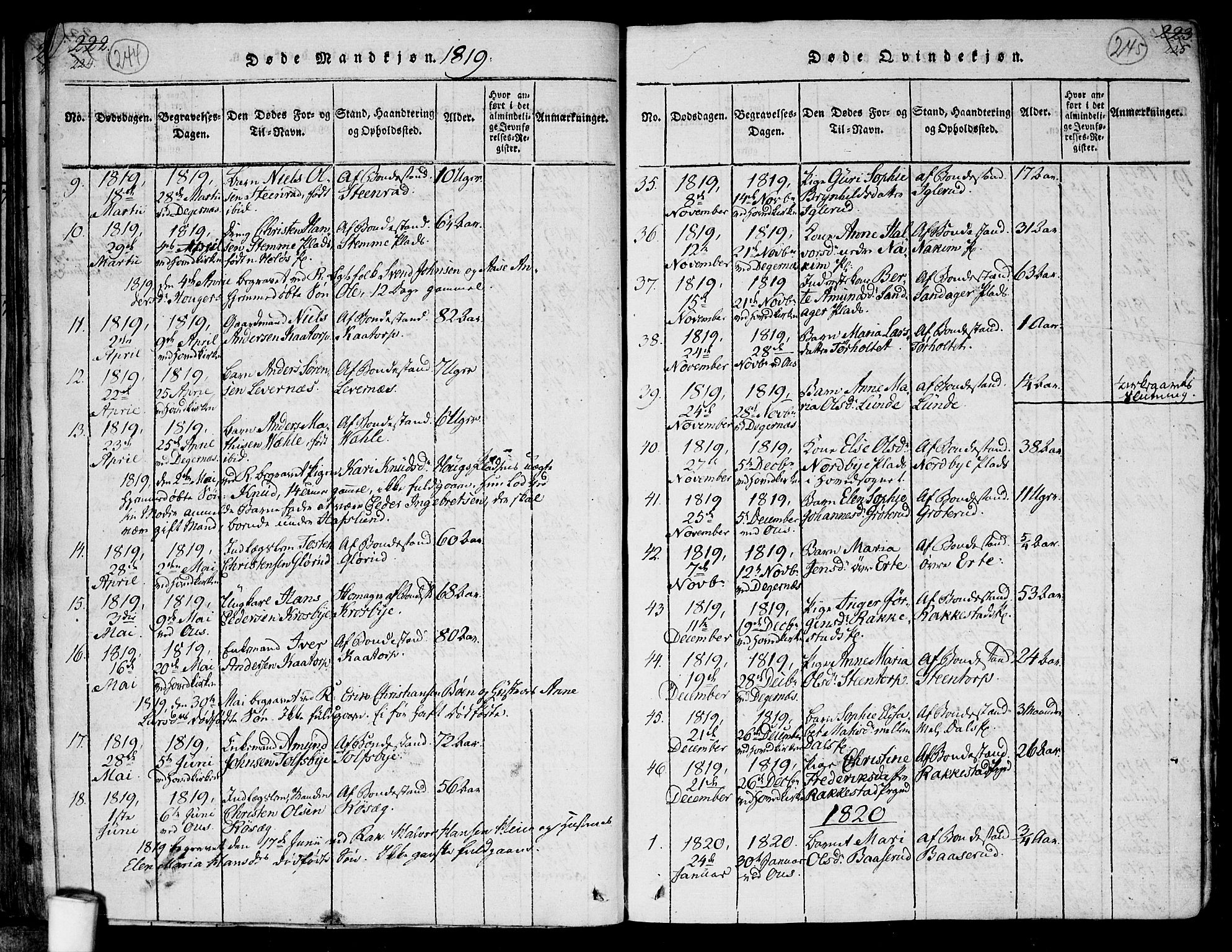 Rakkestad prestekontor Kirkebøker, SAO/A-2008/F/Fa/L0006: Parish register (official) no. I 6, 1814-1824, p. 244-245
