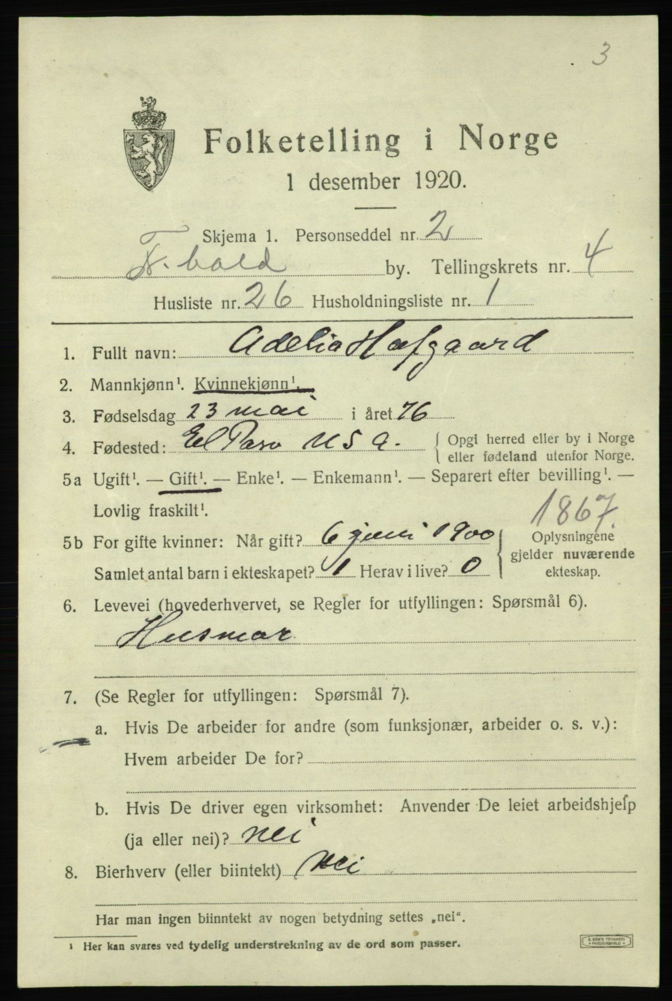 SAO, 1920 census for Fredrikshald, 1920, p. 11759