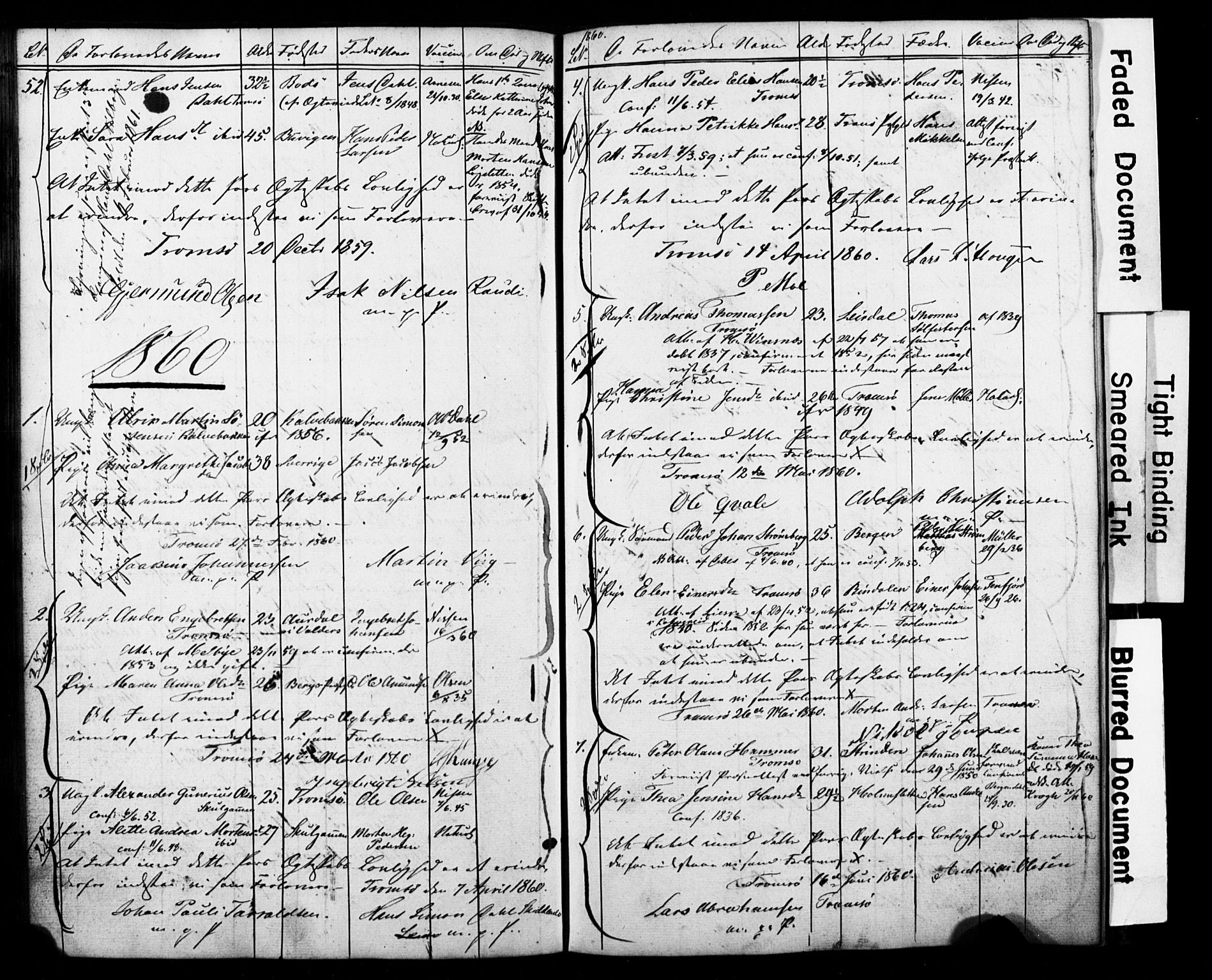 Tromsø sokneprestkontor/stiftsprosti/domprosti, AV/SATØ-S-1343/H/Hc/L0097: Banns register no. 97, 1851-1872