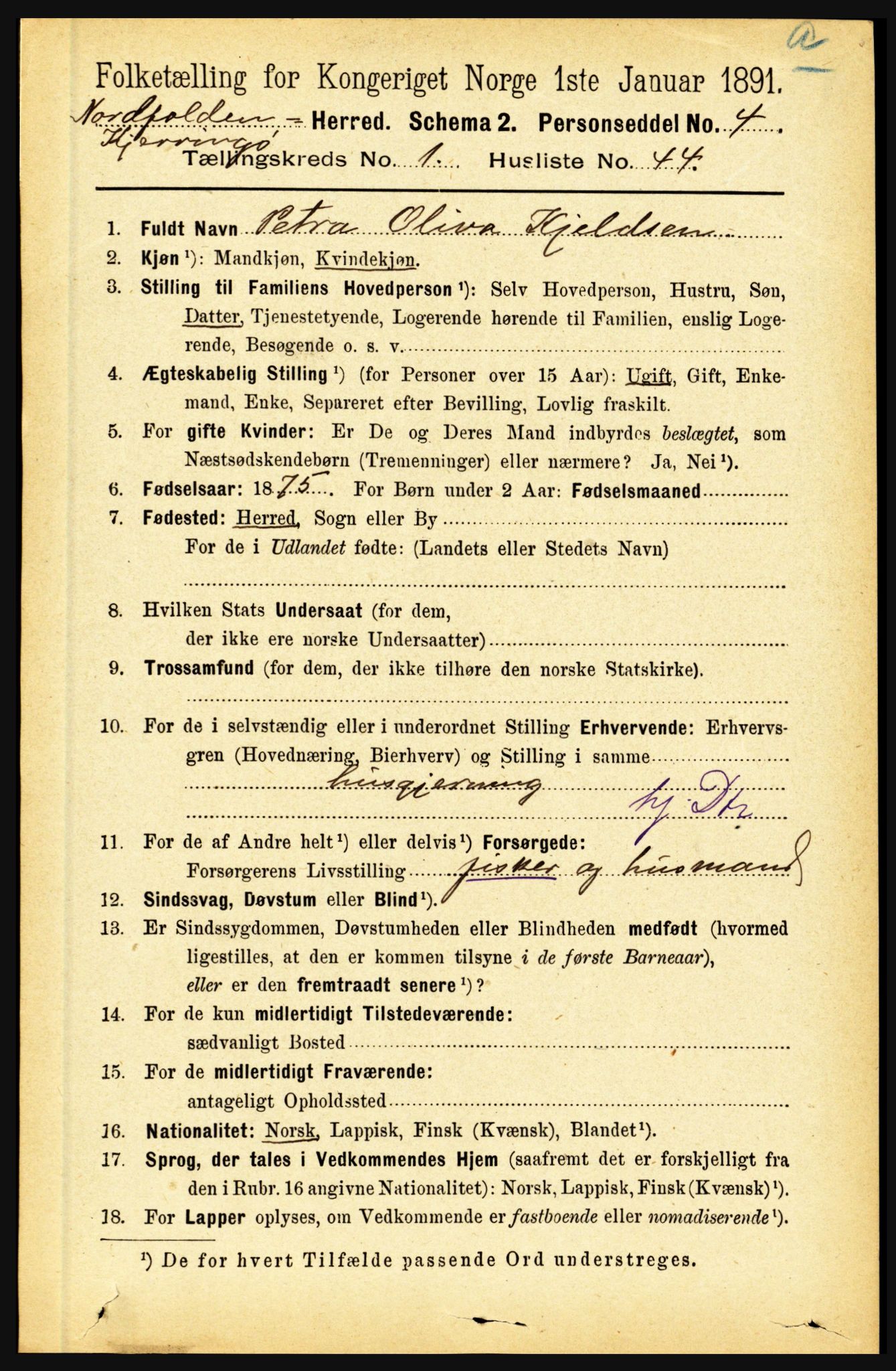 RA, 1891 census for 1846 Nordfold-Kjerringøy, 1891, p. 376