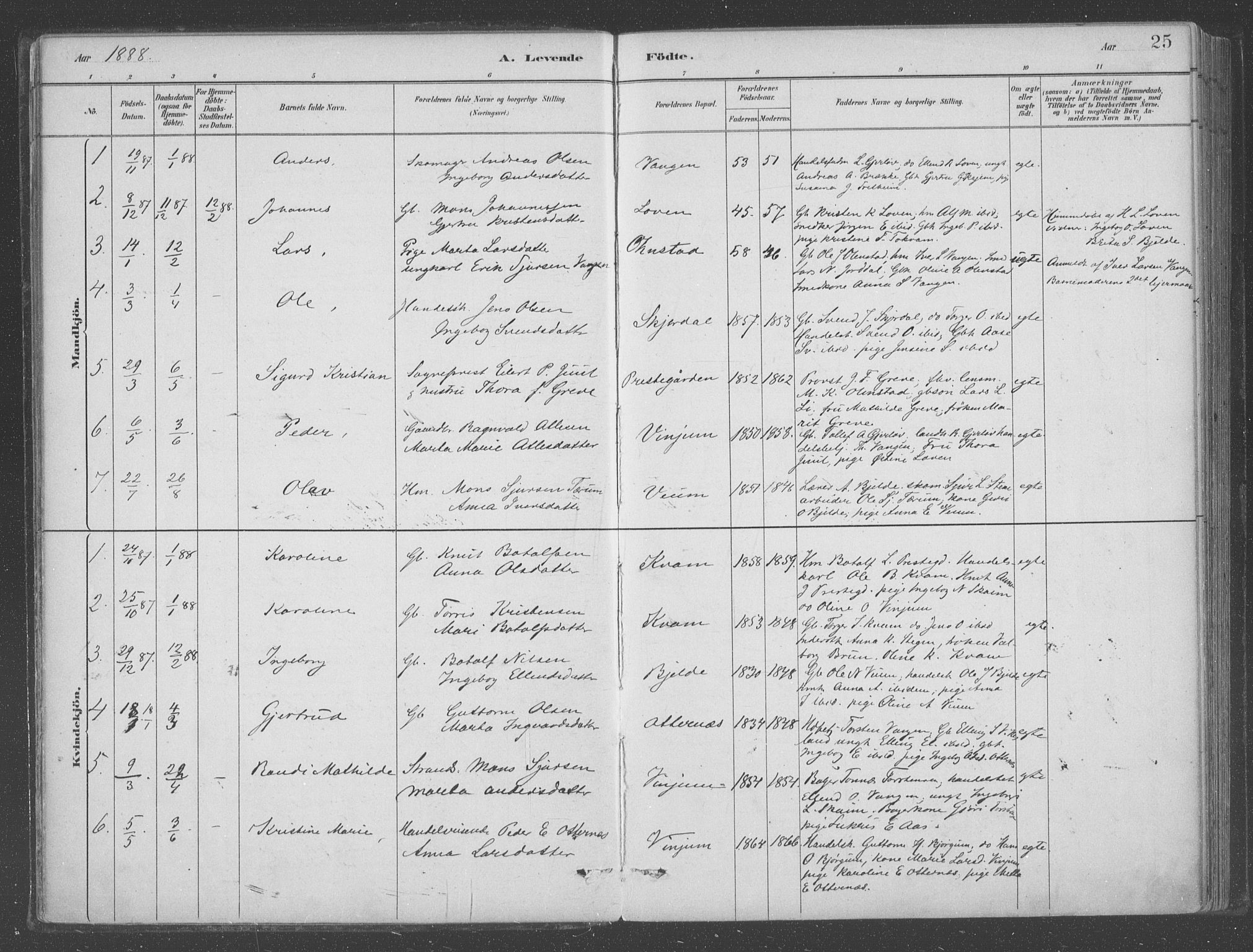 Aurland sokneprestembete, AV/SAB-A-99937/H/Ha/Hab/L0001: Parish register (official) no. B  1, 1880-1909, p. 25