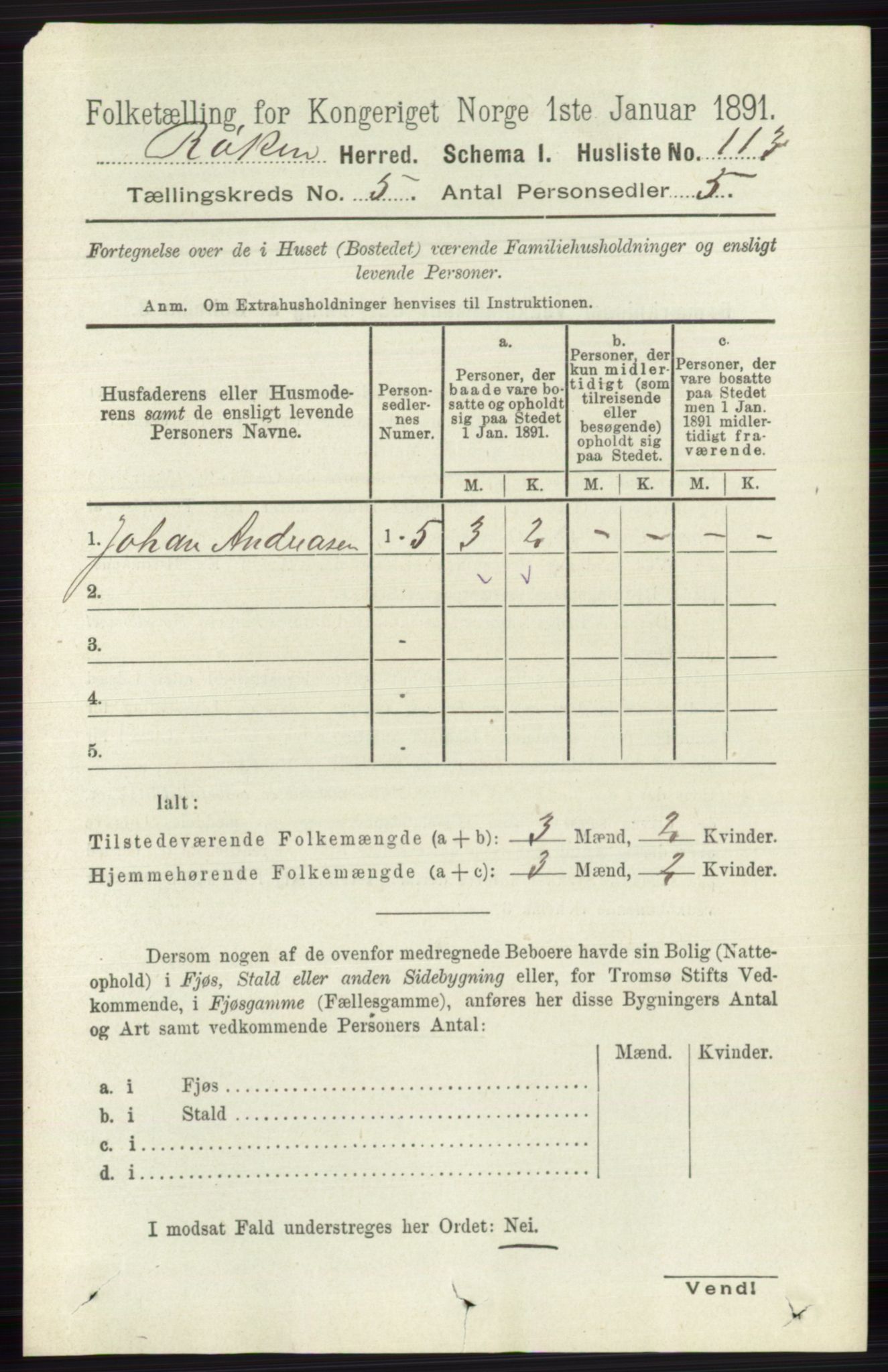 RA, 1891 census for 0627 Røyken, 1891, p. 2877