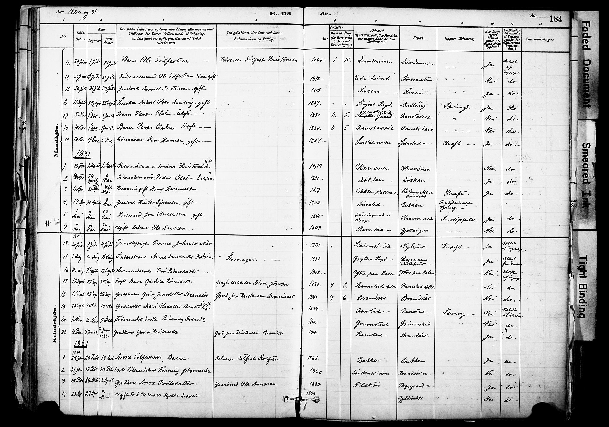 Skjåk prestekontor, AV/SAH-PREST-072/H/Ha/Haa/L0003: Parish register (official) no. 3, 1880-1907, p. 184