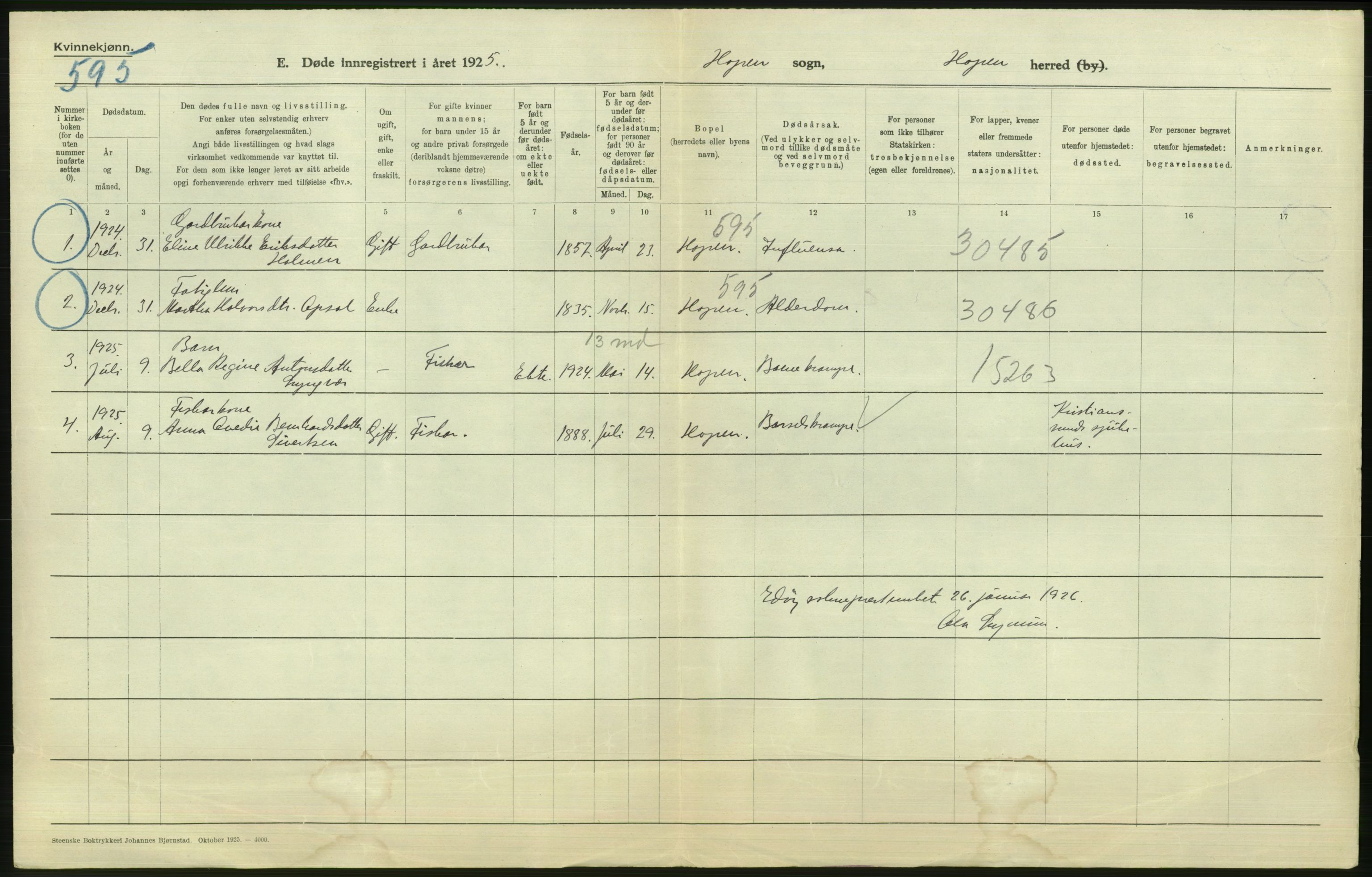 Statistisk sentralbyrå, Sosiodemografiske emner, Befolkning, RA/S-2228/D/Df/Dfc/Dfce/L0035: Møre fylke: Gifte, døde. Bygder og byer., 1925, p. 722